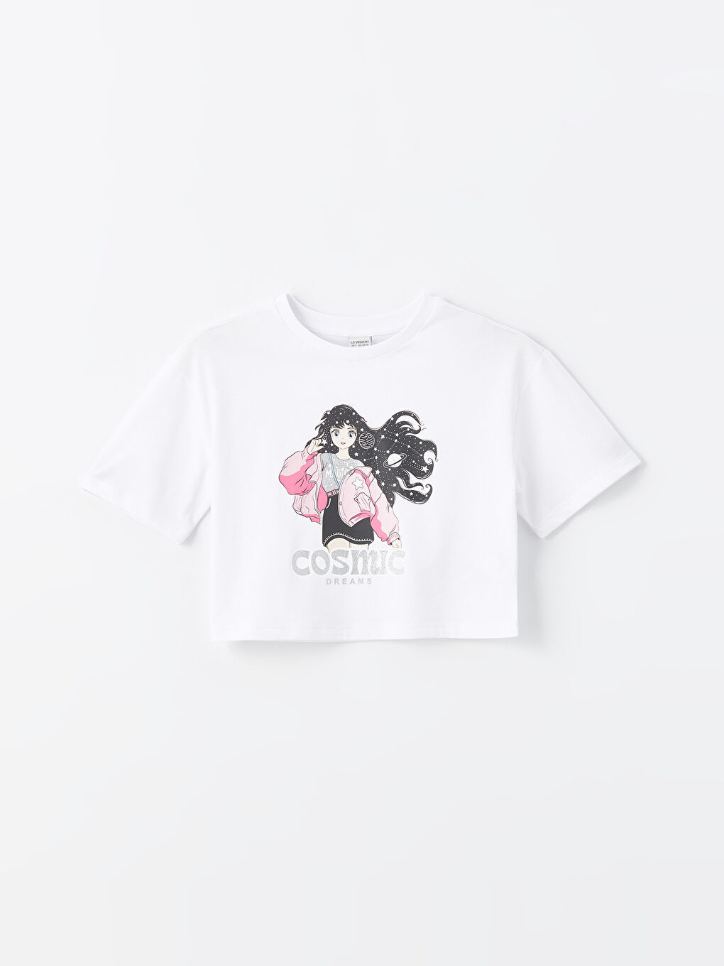 Poncho Crew Neck Printed Short Sleeve Girls' Crop T-Shirt -S4KD66Z4-Q6K