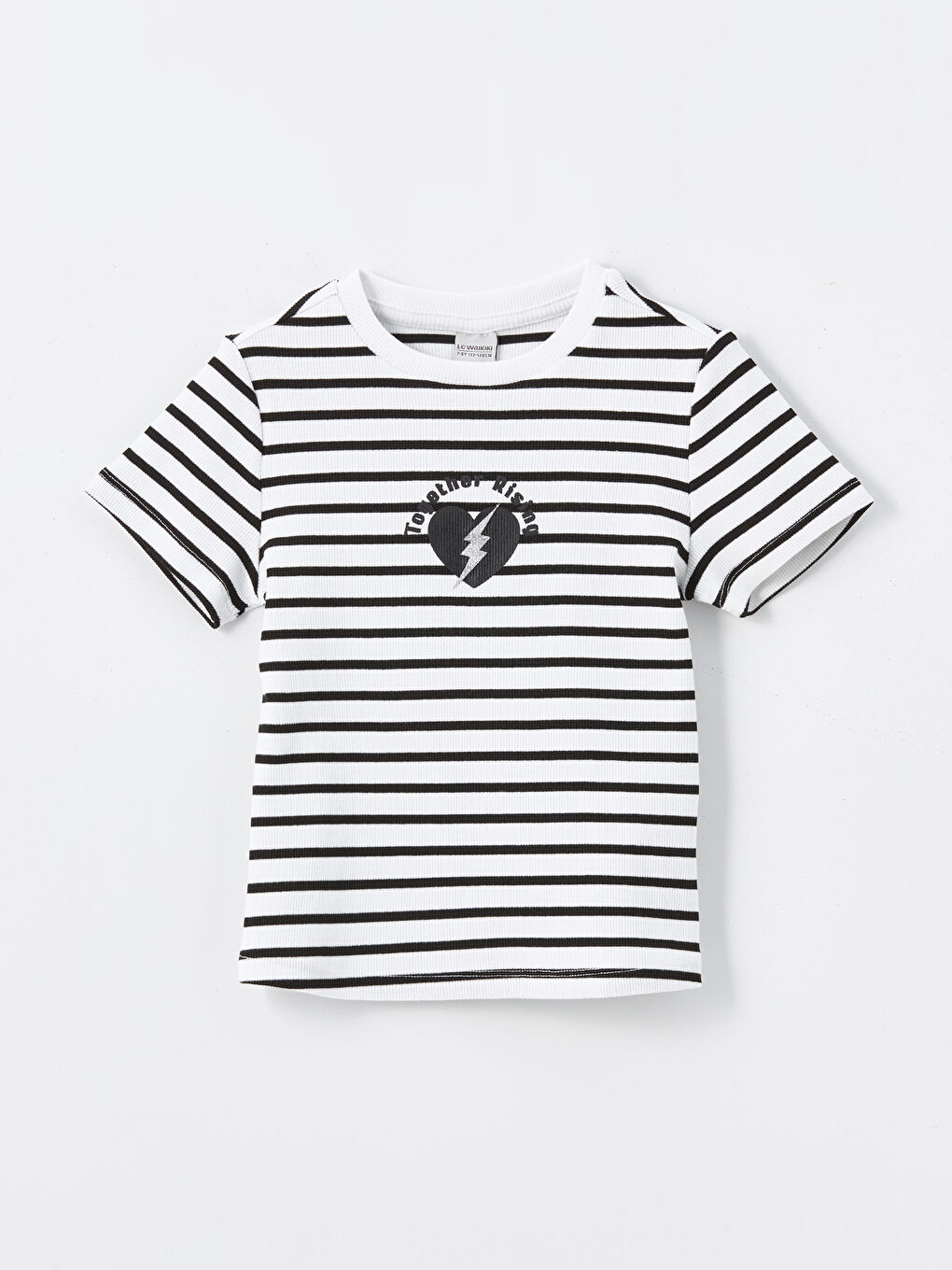 Crew Neck Striped Short-Sleeve Girl's Crop T-Shirt -S4KD69Z4-LEG