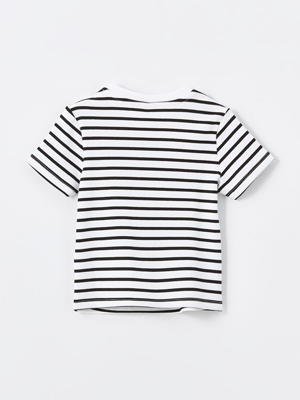 Crew Neck Striped Short-Sleeve Girl's Crop T-Shirt -S4KD69Z4-LEG