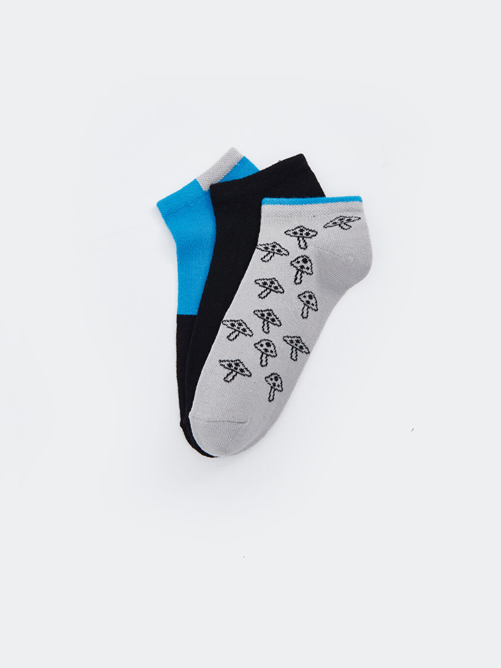 Gri Desenli Erkek Çocuk Patik Çorap 3'lü-1