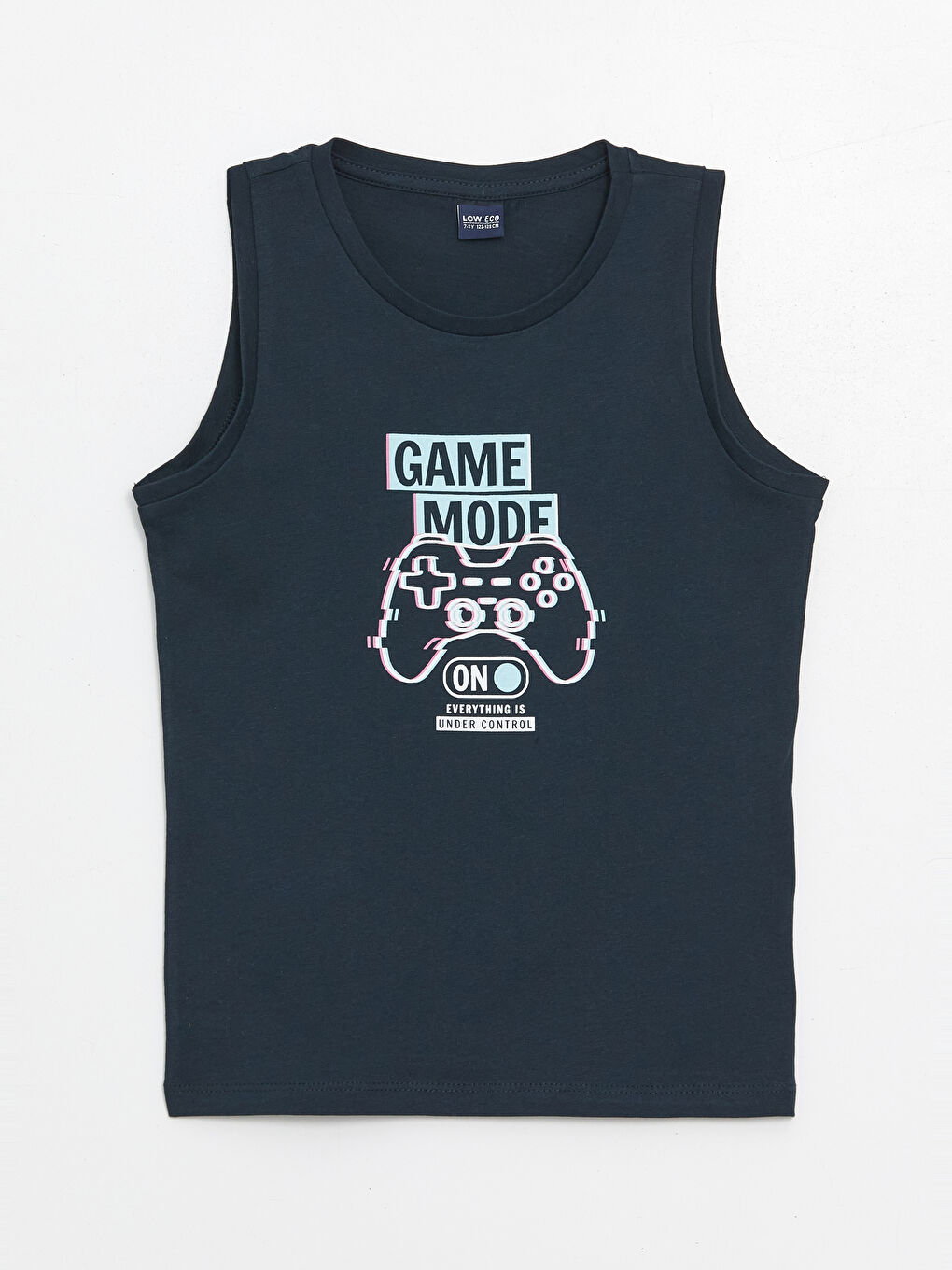 Lacivert Bisiklet Yaka Baskılı Erkek Çocuk Atlet