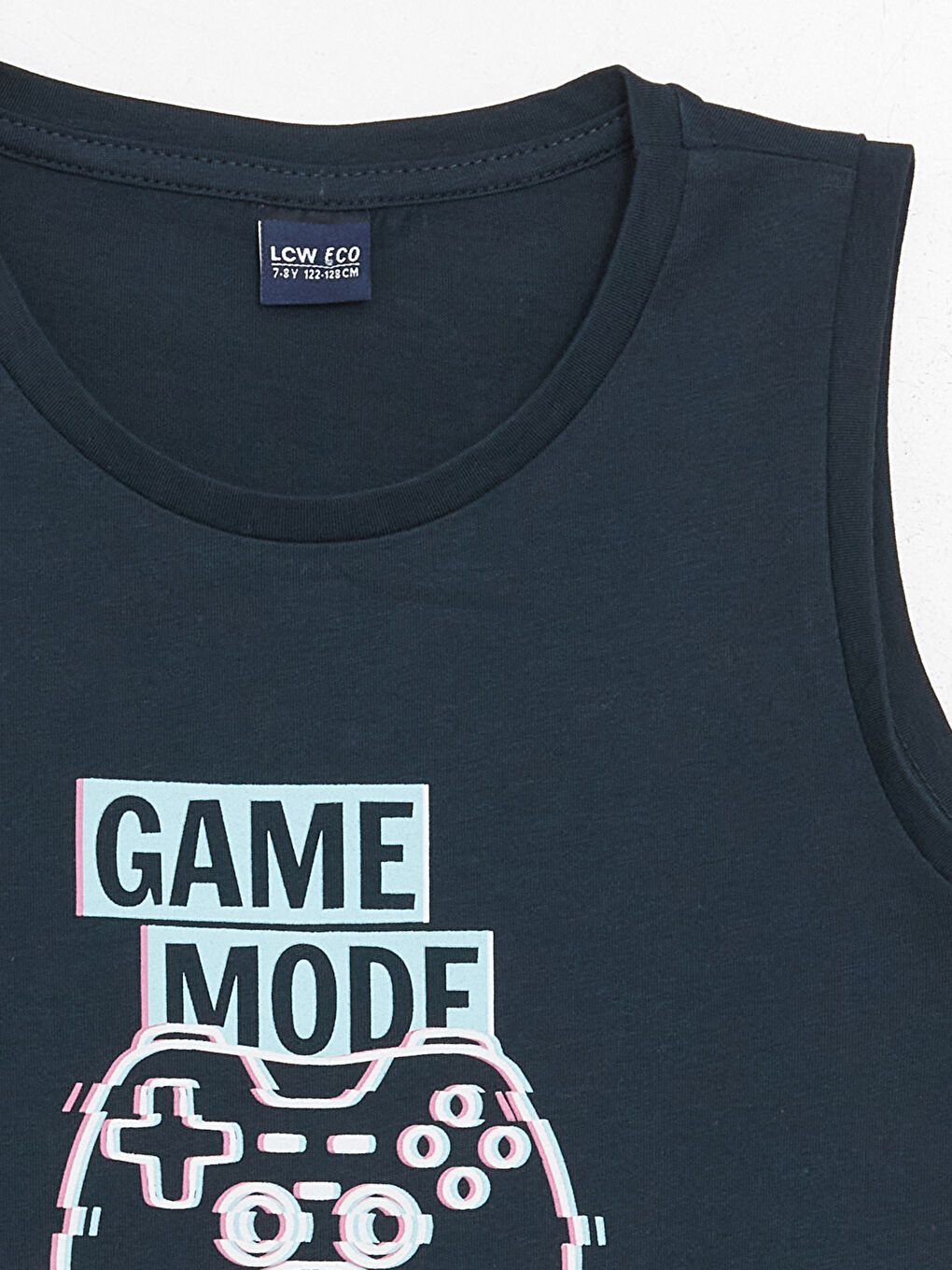 Lacivert Bisiklet Yaka Baskılı Erkek Çocuk Atlet-2