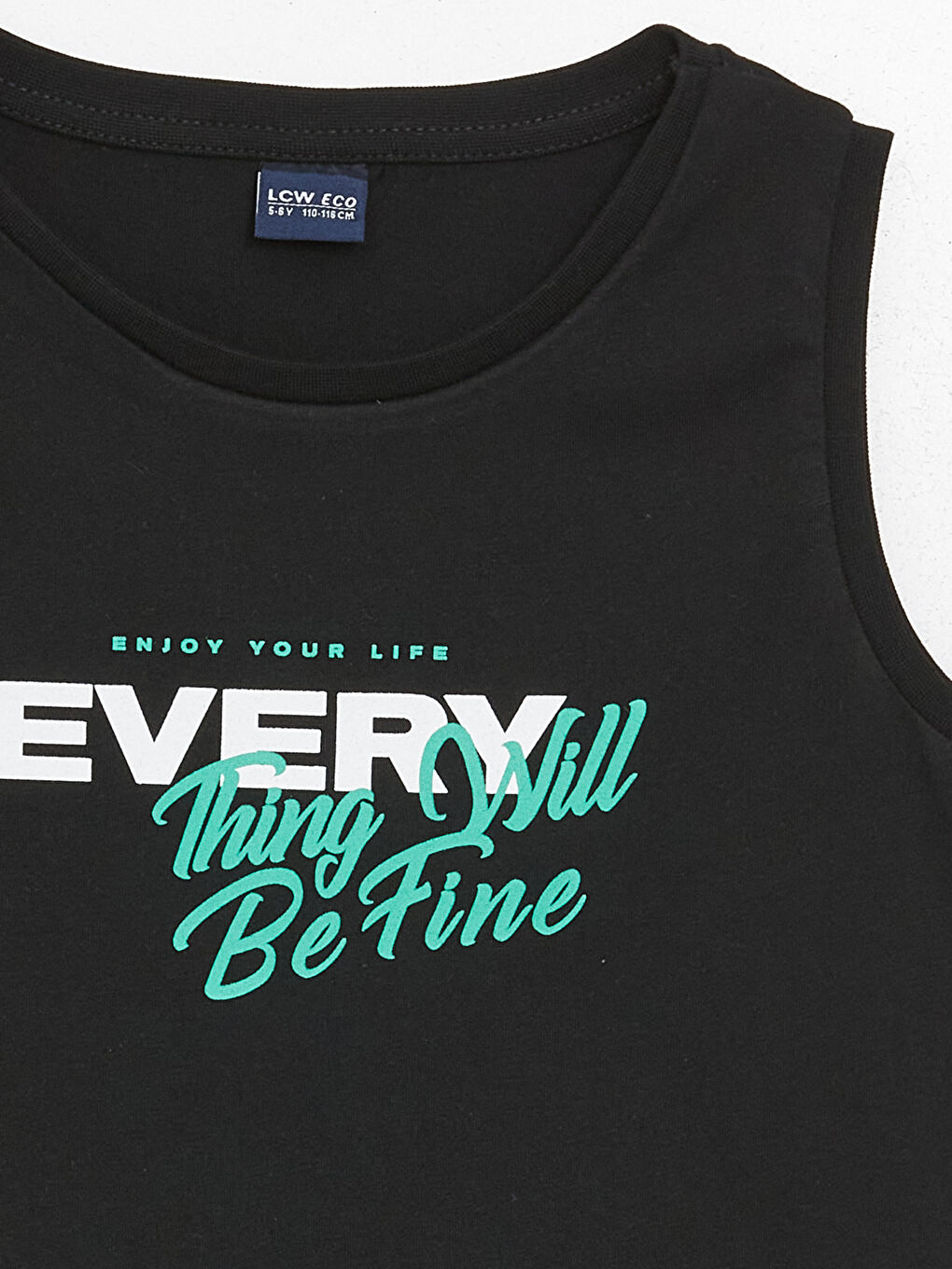 Siyah Bisiklet Yaka Baskılı Erkek Çocuk Atlet-2