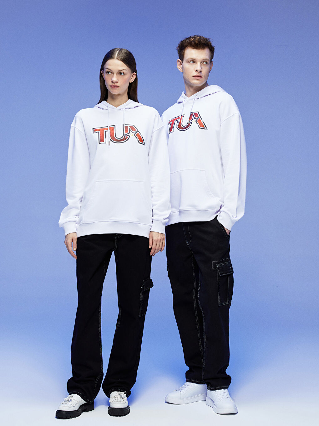 TUA Beyaz TUA Baskılı Unisex Hoodie - 1