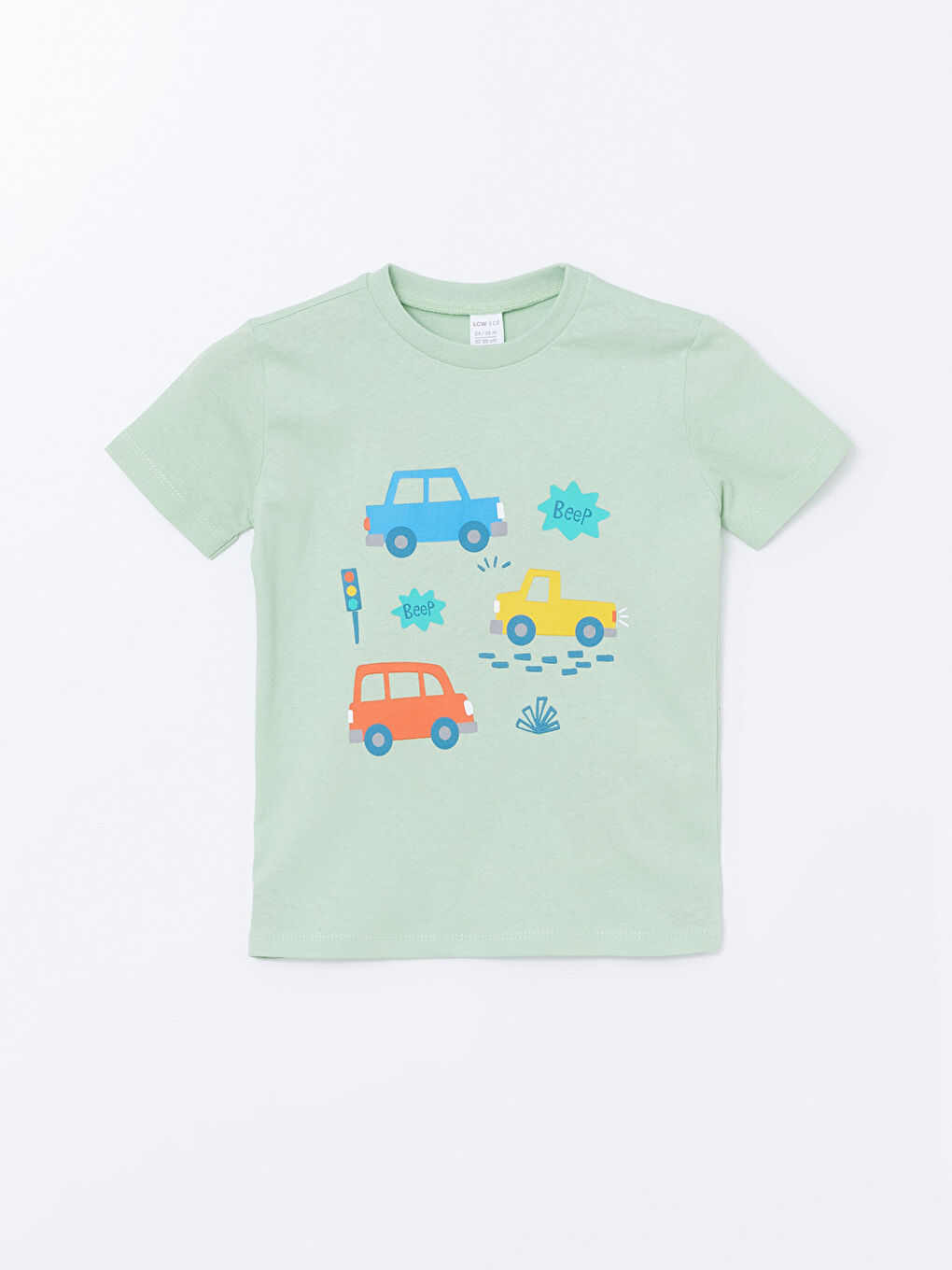 Yeşil Bisiklet Yaka Kısa Kollu Baskılı Erkek Bebek Tişört