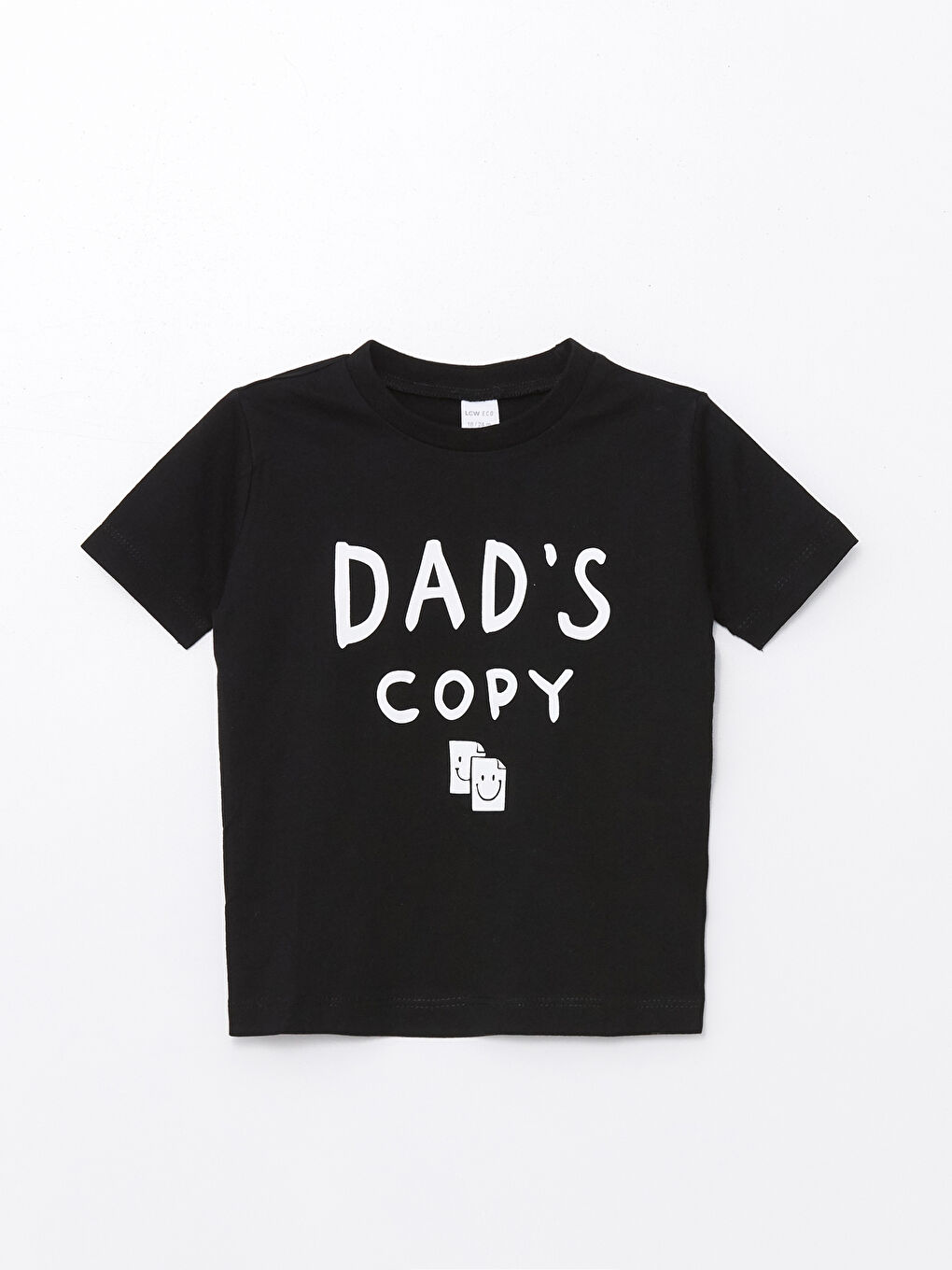 Siyah Bisiklet Yaka Kısa Kollu Baskılı Erkek Bebek Tişört