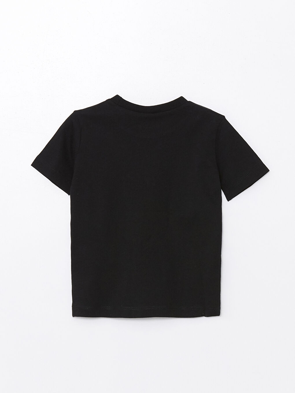 Siyah Bisiklet Yaka Kısa Kollu Baskılı Erkek Bebek Tişört-1