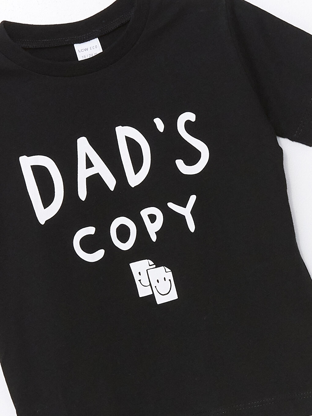 Siyah Bisiklet Yaka Kısa Kollu Baskılı Erkek Bebek Tişört-2