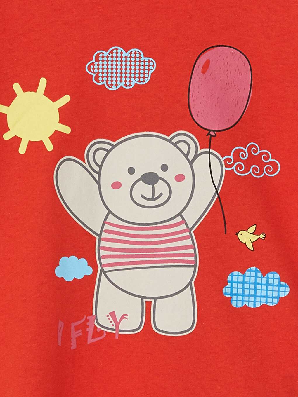 Kırmızı Bisiklet Yaka Kısa Kollu Baskılı Erkek Bebek Tişört-1