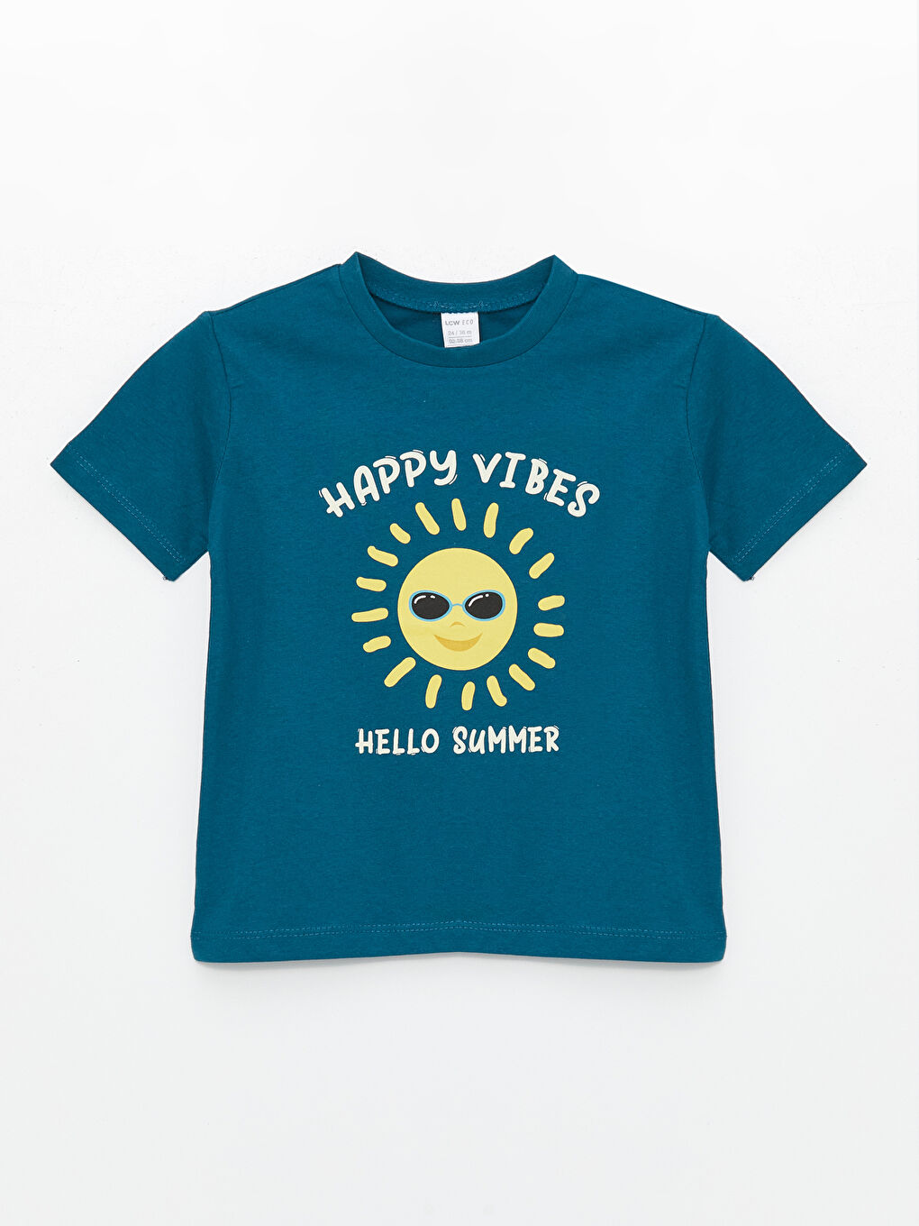 تیشێرت قۆڵ کورت چاپکراو بۆ منداڵی کوڕ یەخه‌ خڕ