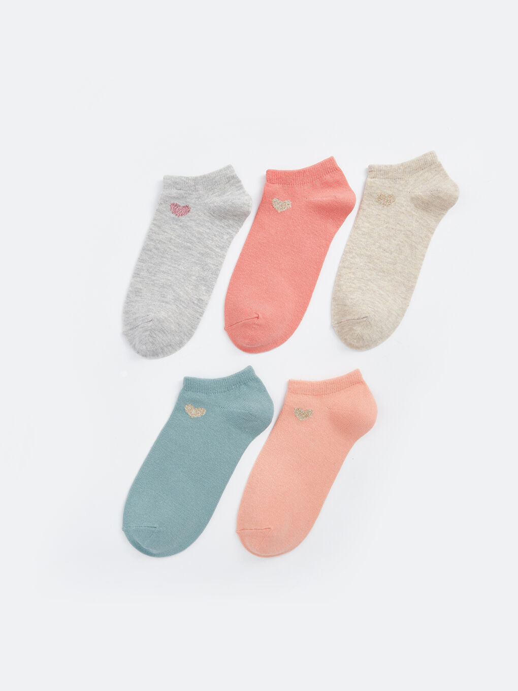 Bej Desenli Kadın Patik Çorap 5'li