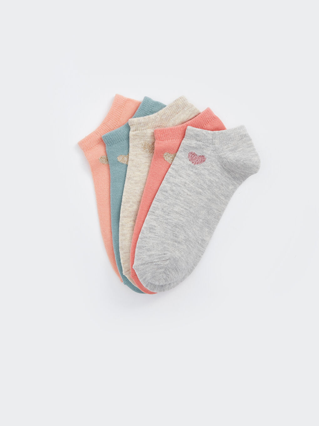 Bej Desenli Kadın Patik Çorap 5'li-1