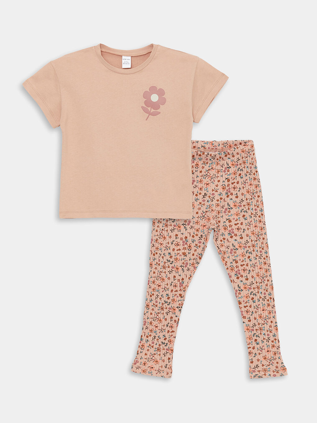 Crew Neck Short Sleeve Baby Girls' T-Shirt and Tights 2 Pack Set