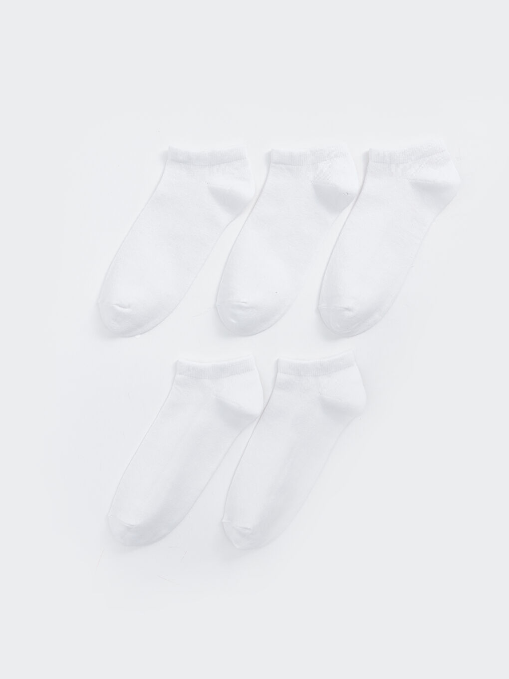 Beyaz Kadın Düz Patik Çorap 5'li