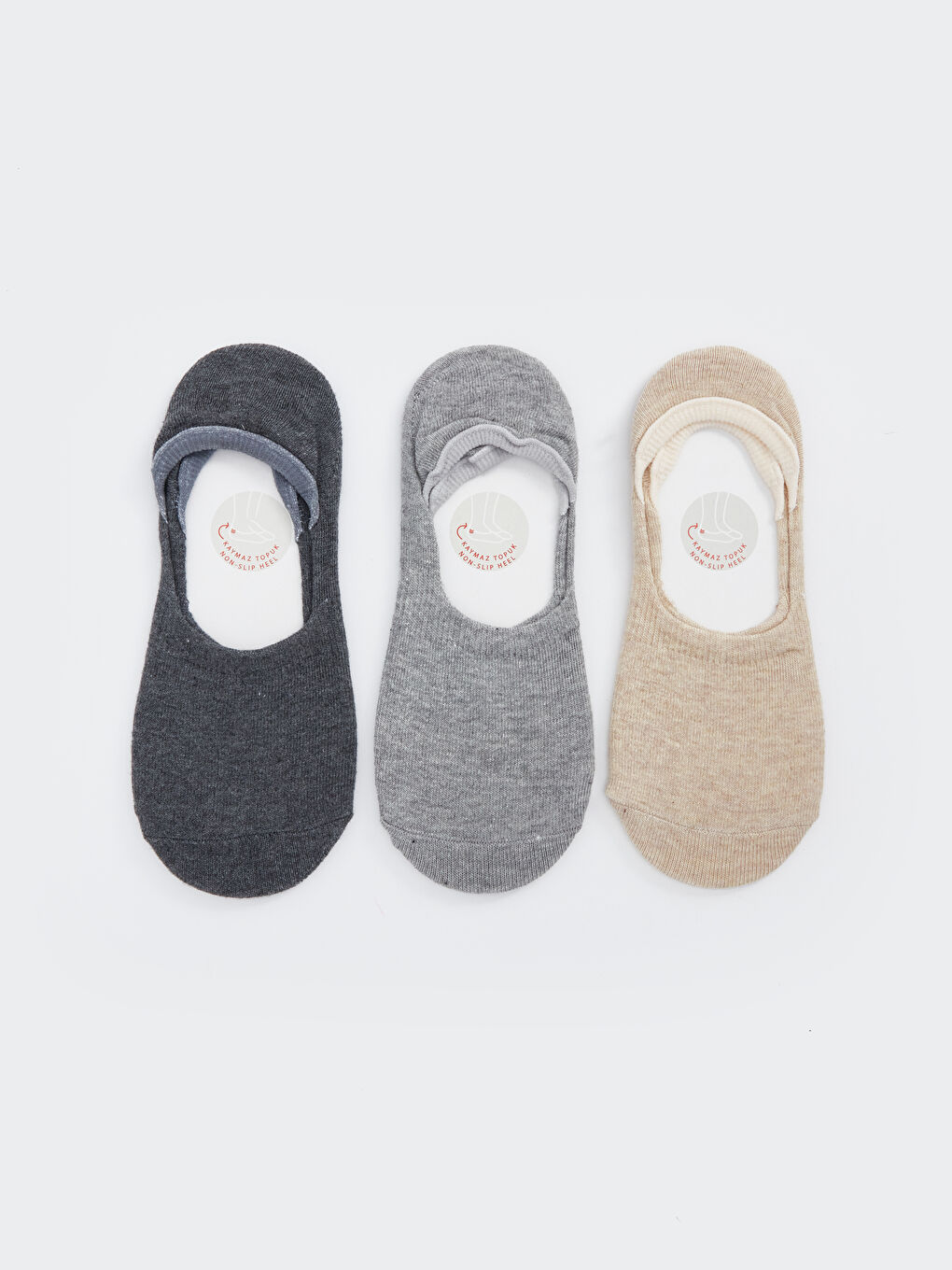 Gri Kadın Düz Babet Çorap 3'lü