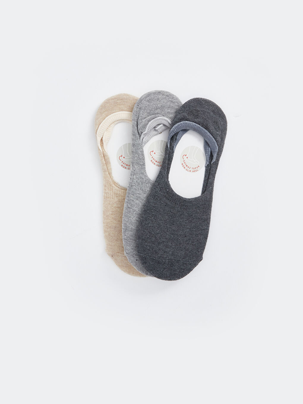 Gri Kadın Düz Babet Çorap 3'lü-1