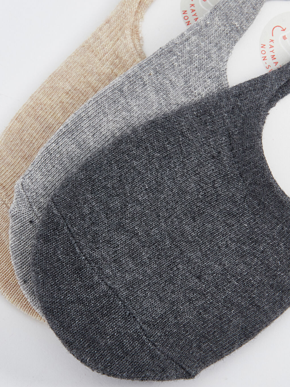 Gri Kadın Düz Babet Çorap 3'lü-2