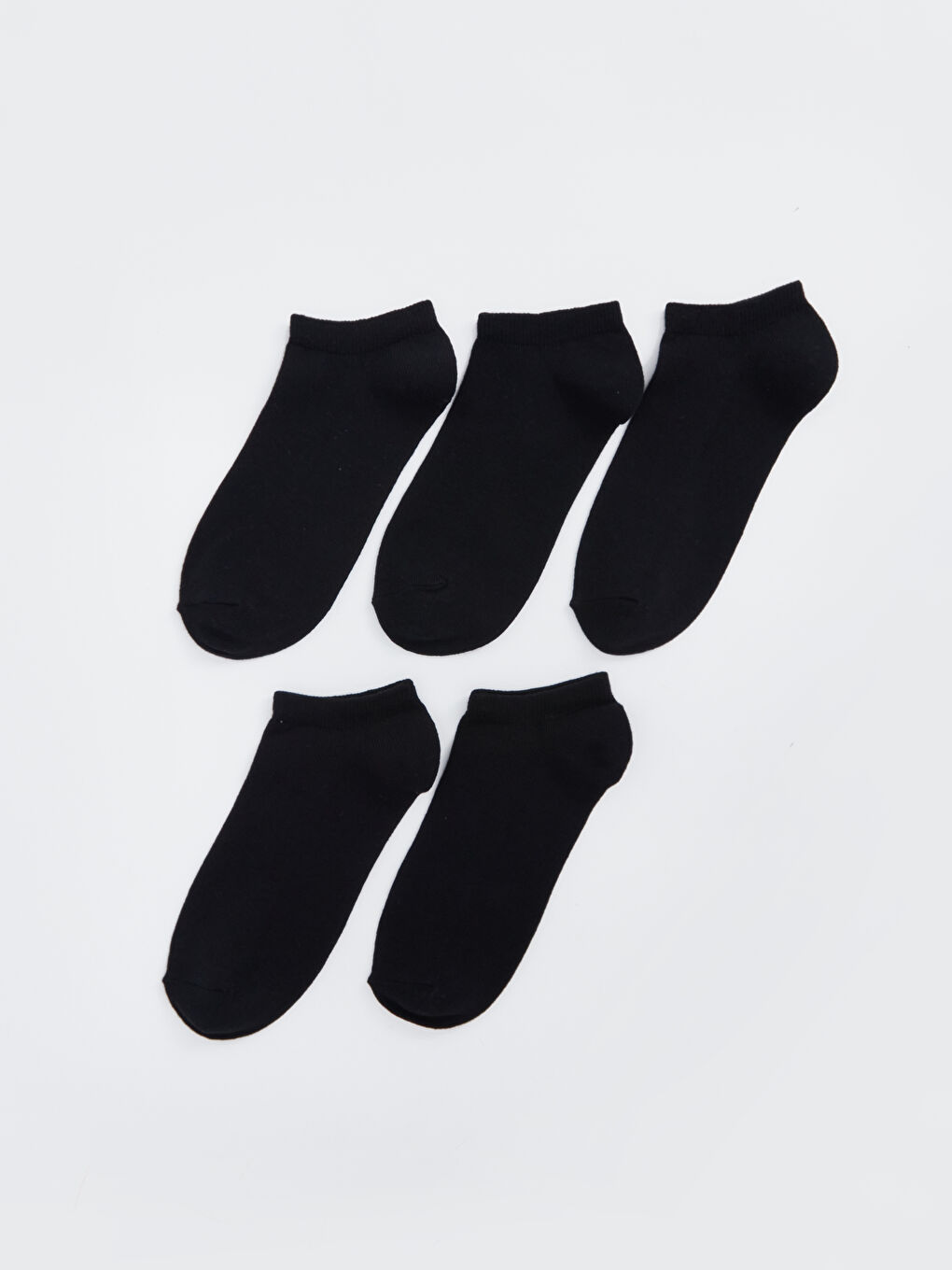 Siyah Kadın Düz Patik Çorap 5'li