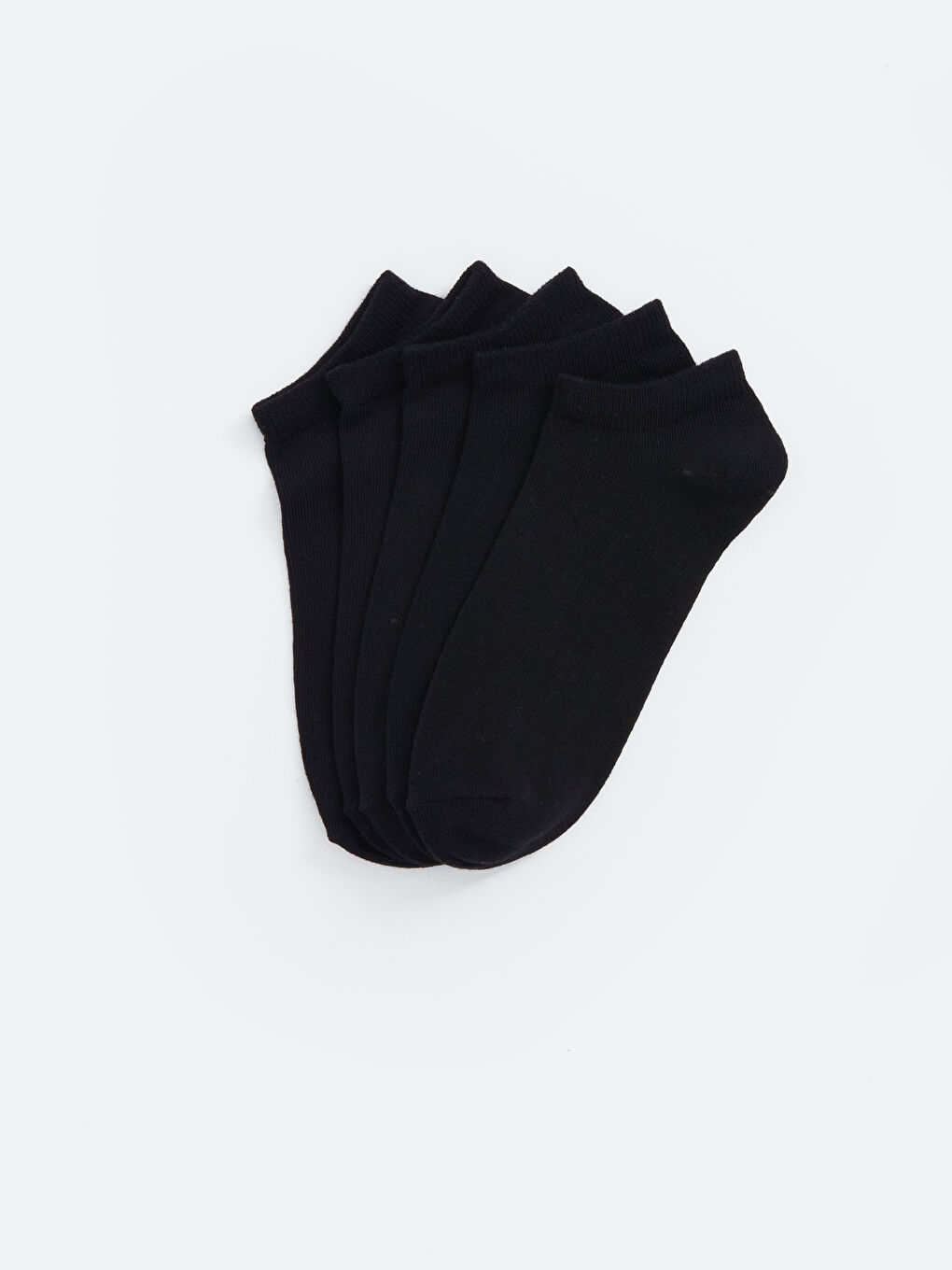Siyah Kadın Düz Patik Çorap 5'li-1
