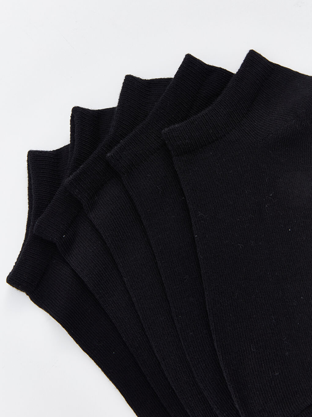 Siyah Kadın Düz Patik Çorap 5'li-2