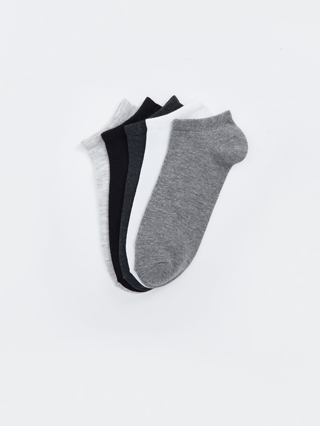 Gri Kadın Düz Patik Çorap 5'li-1