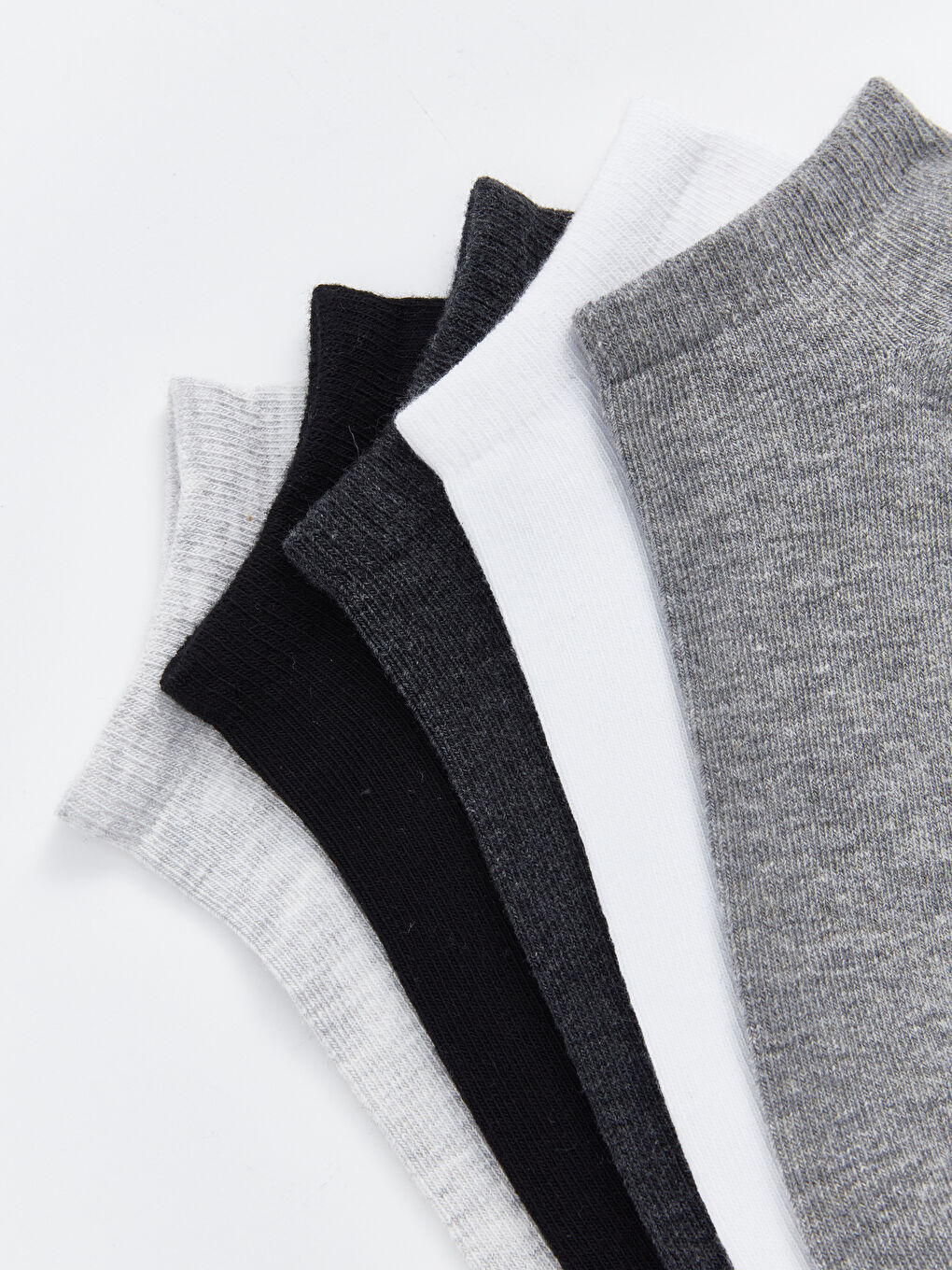 Gri Kadın Düz Patik Çorap 5'li-2