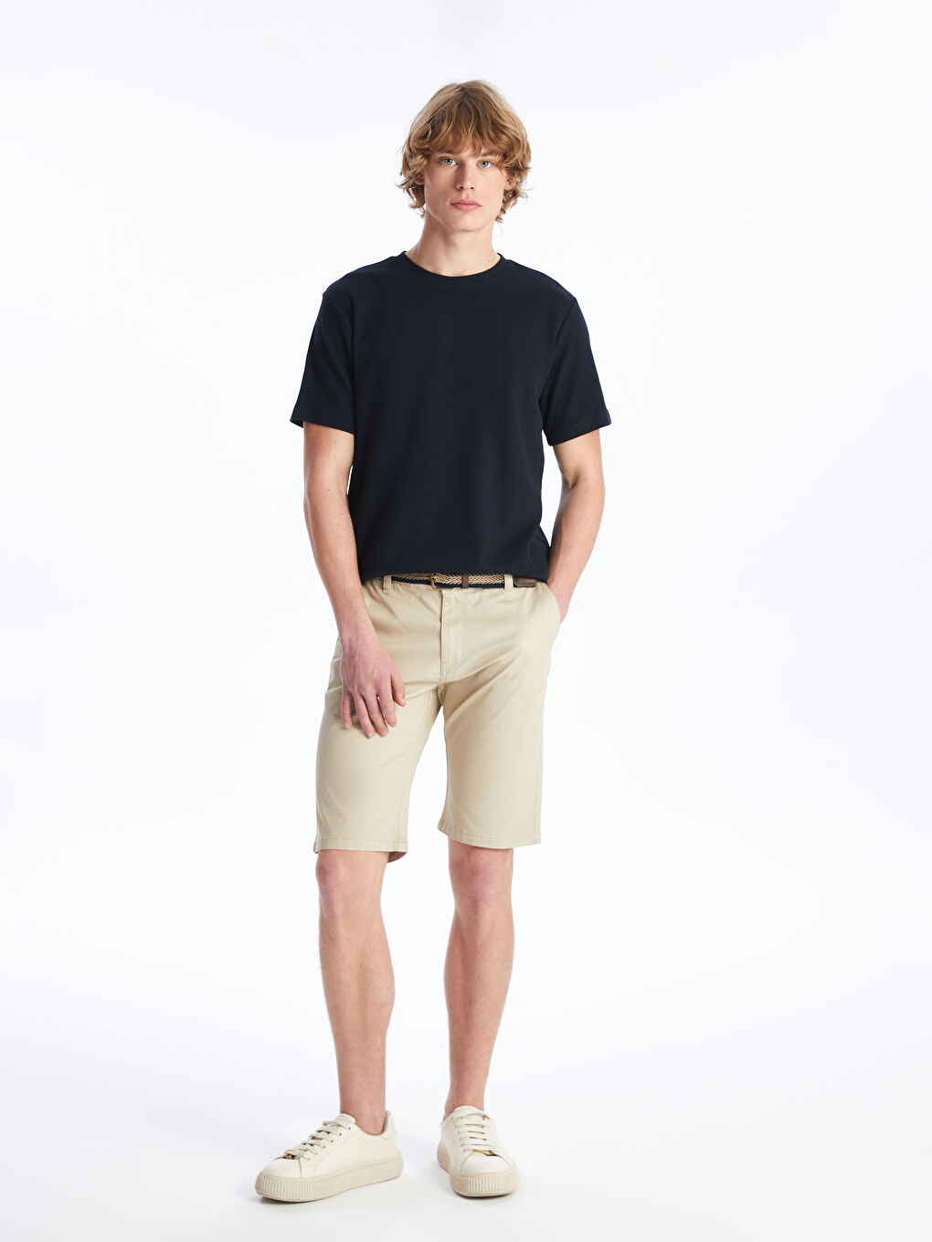 Slim Fit Dobby Fabric Men's Shorts