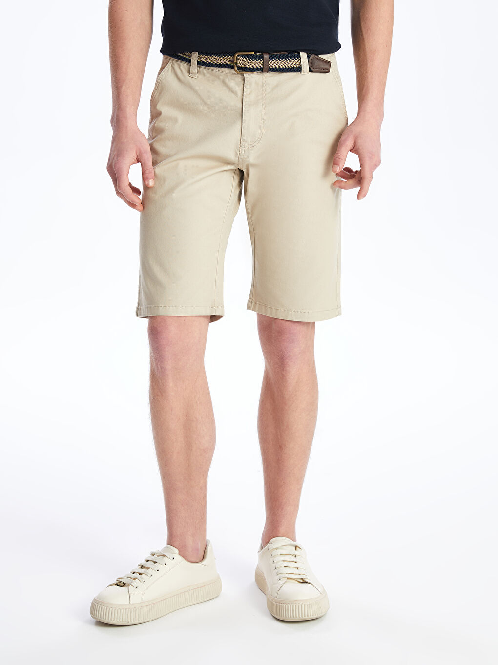 Slim Fit Dobby Fabric Men's Shorts-2