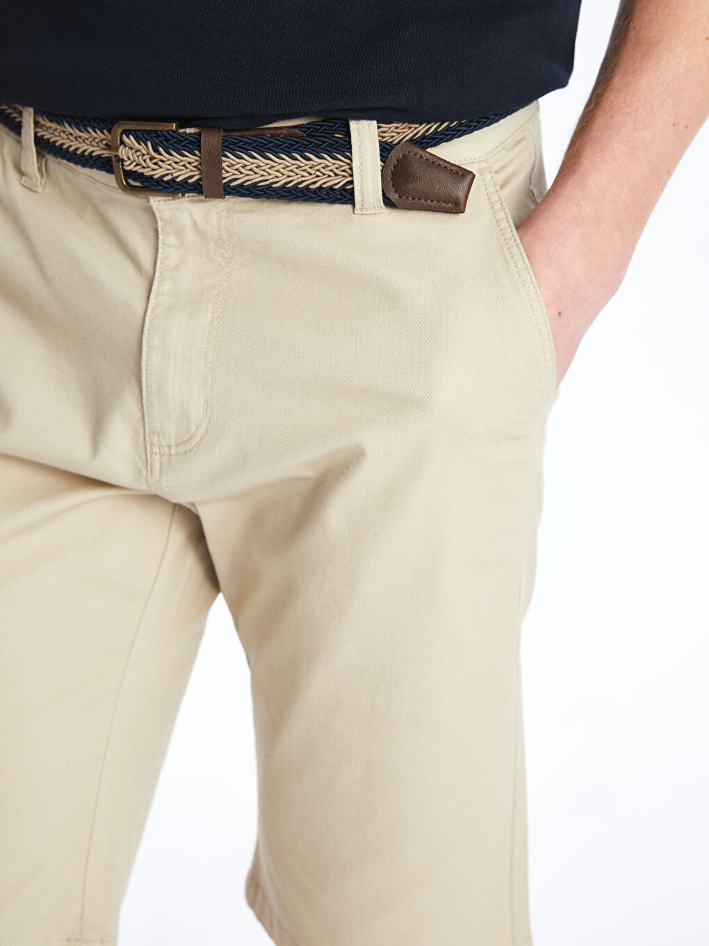 Slim Fit Dobby Fabric Men's Shorts-4