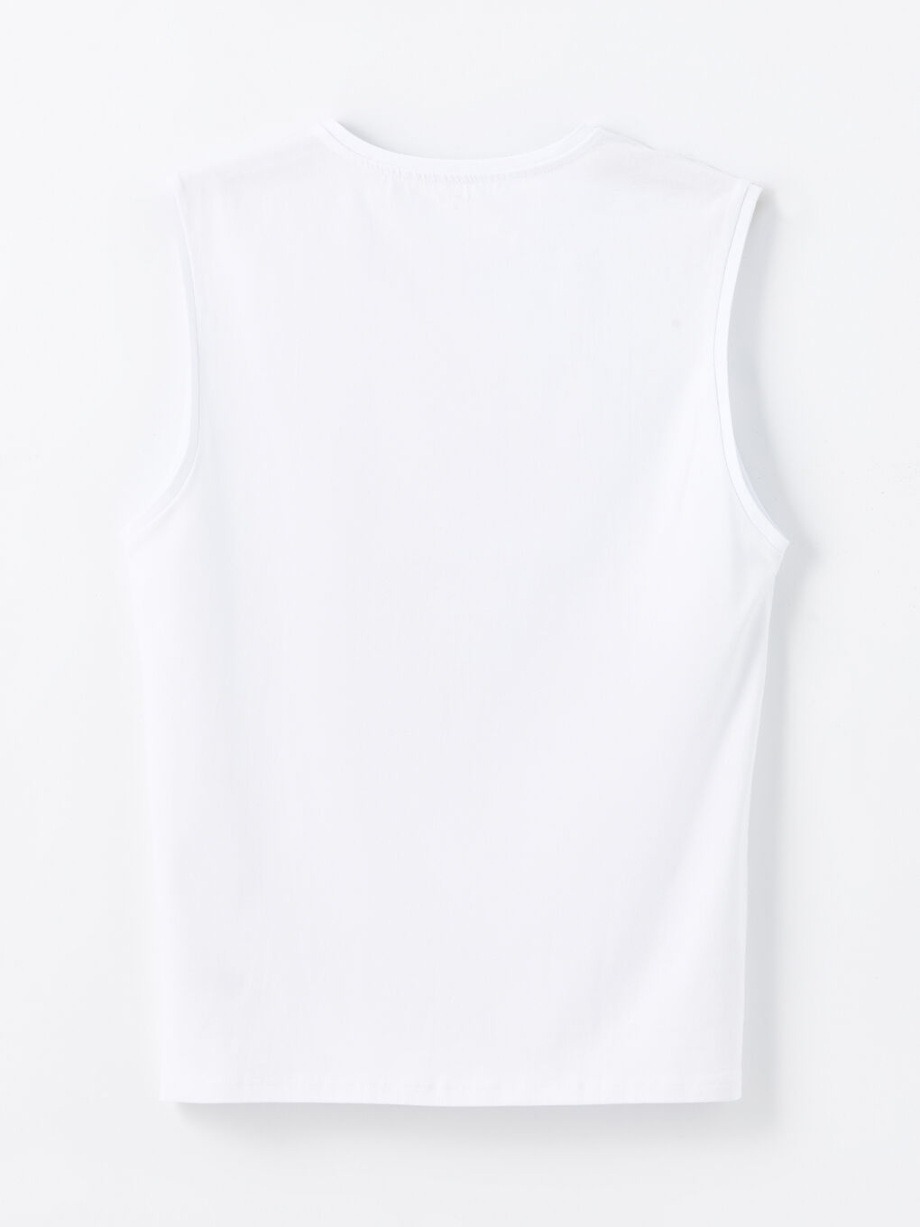 Beyaz Bisiklet Yaka Baskılı Erkek Kolsuz Tişört-6