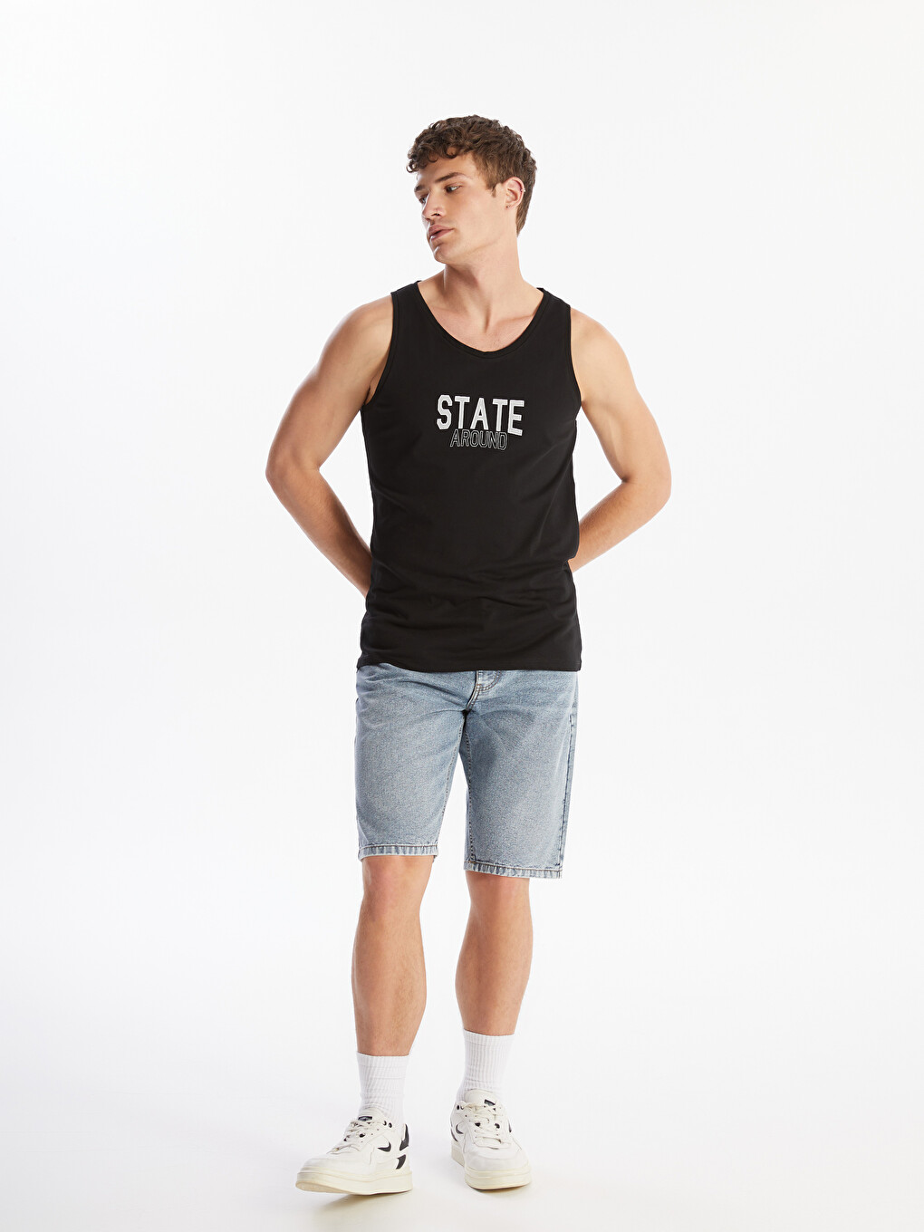 Crew Neck Printed Jersey Men's Sleeveless T-Shirt-1