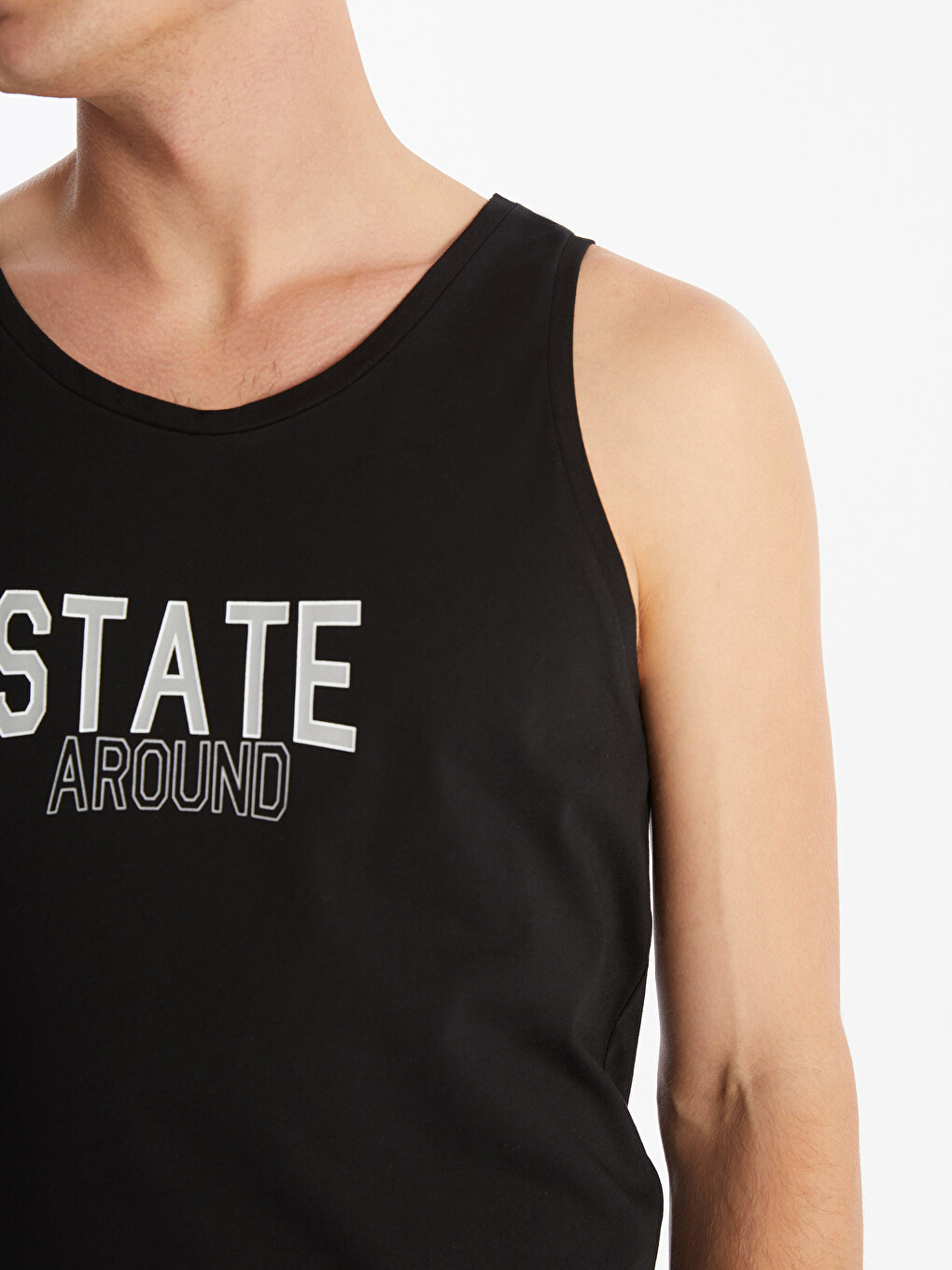 Crew Neck Printed Jersey Men's Sleeveless T-Shirt-3