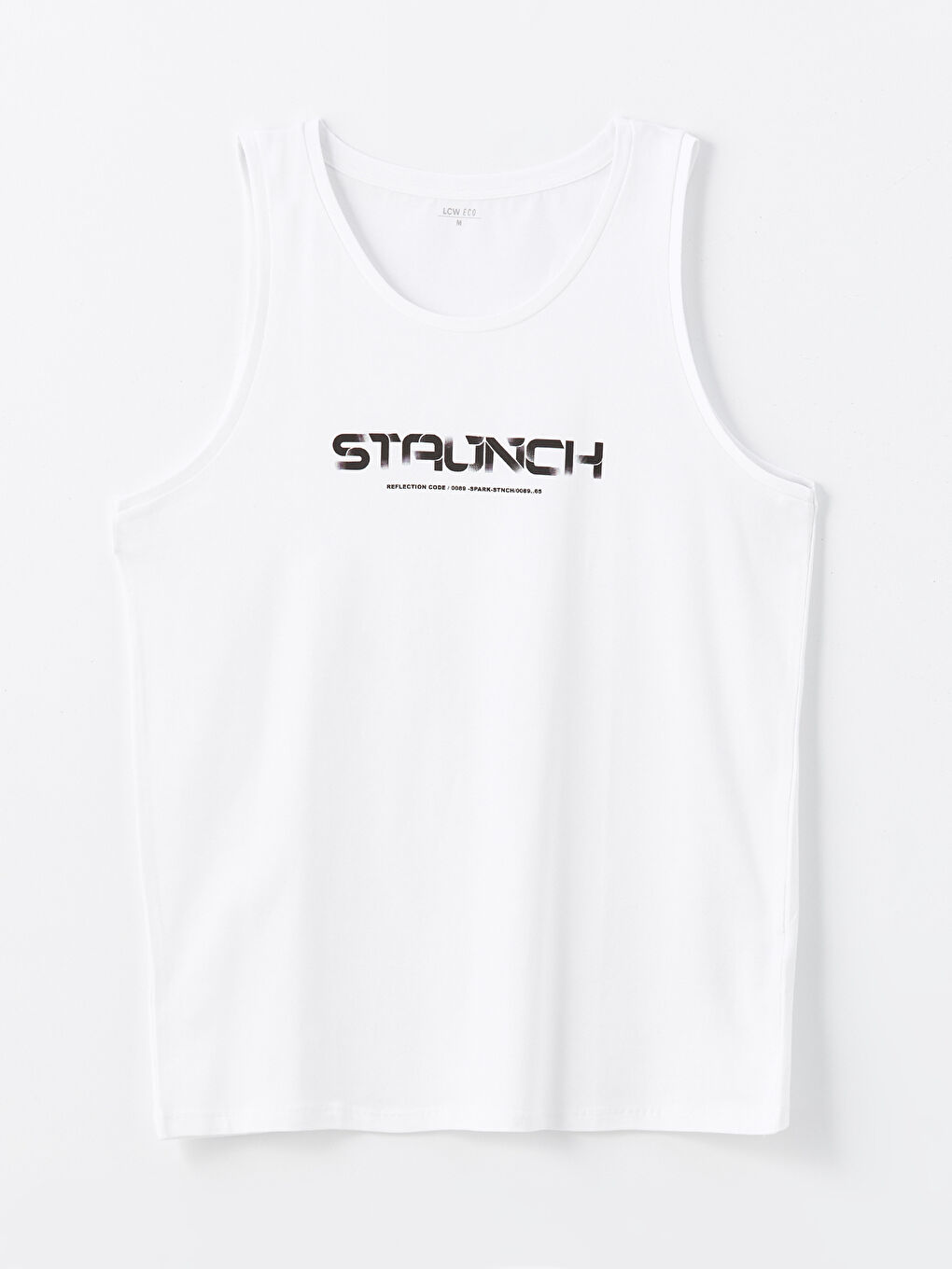 Beyaz Bisiklet Yaka Baskılı Penye Erkek Kolsuz Tişört-4