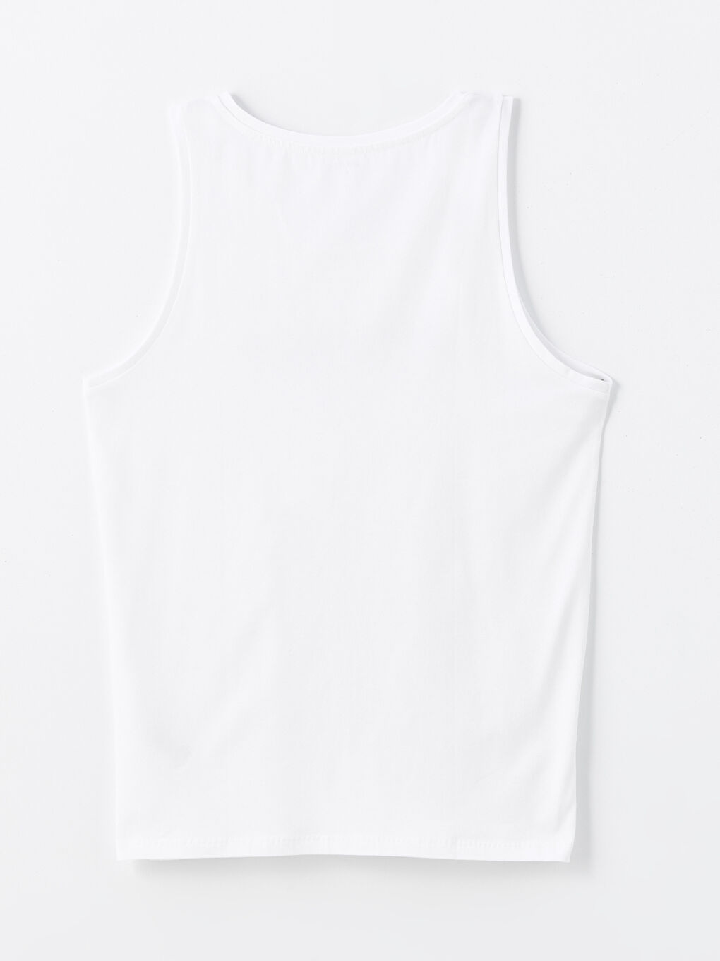 Beyaz Bisiklet Yaka Baskılı Penye Erkek Kolsuz Tişört-5