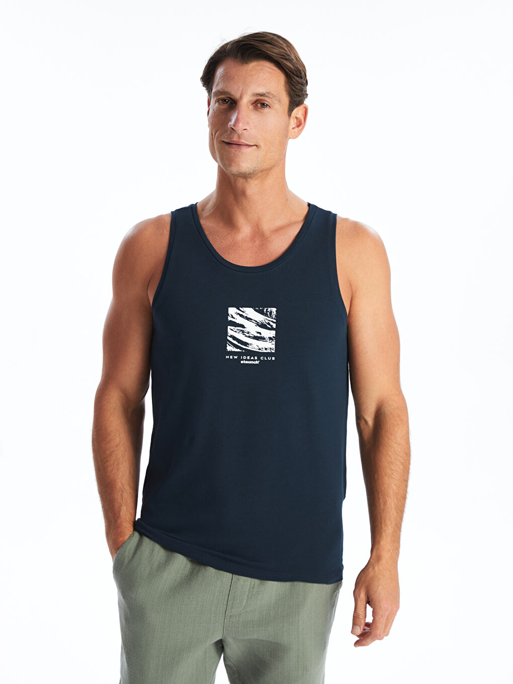 Майка без рукавов с круглым вырезом и принтом из джерси для мужчин