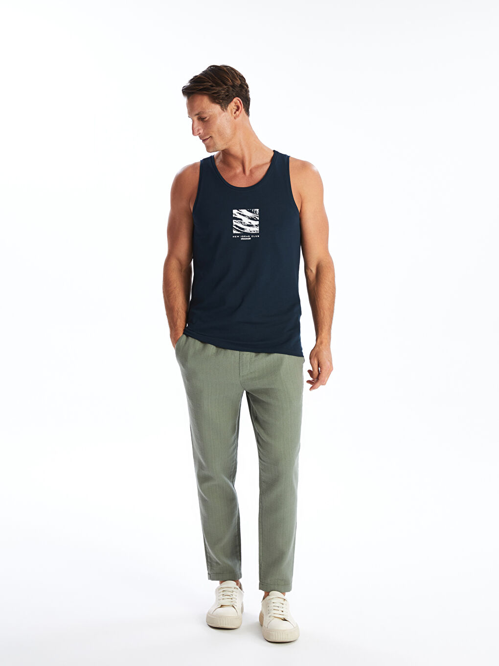 Майка без рукавов с круглым вырезом и принтом из джерси для мужчин-1