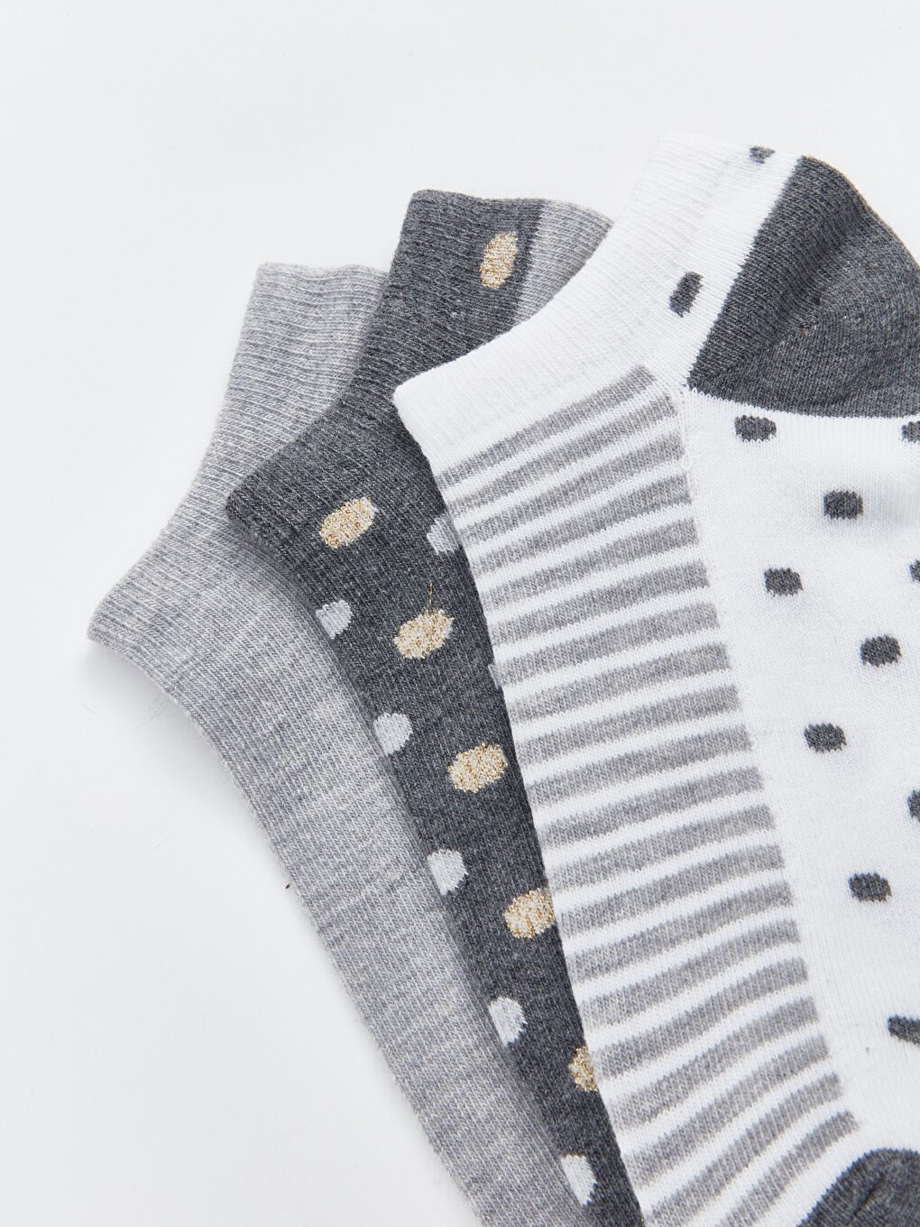 Gri Desenli Kadın Patik Çorap 3'lü-2