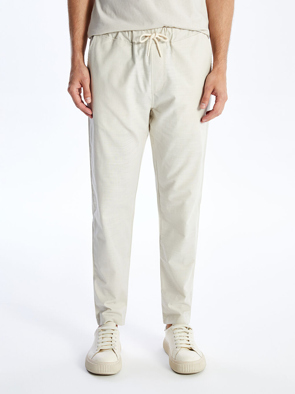 Bej Standart Kalıp Erkek Pantolon-2