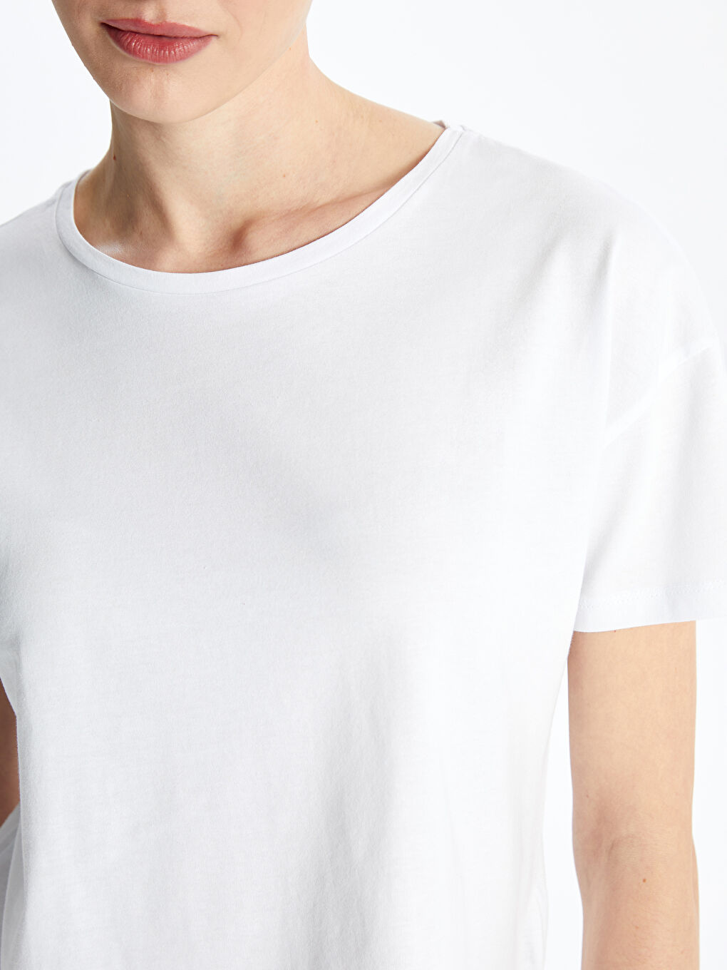 Kahverengi Bisiklet Yaka Düz Kısa Kollu Kadın Pijama Takımı-3