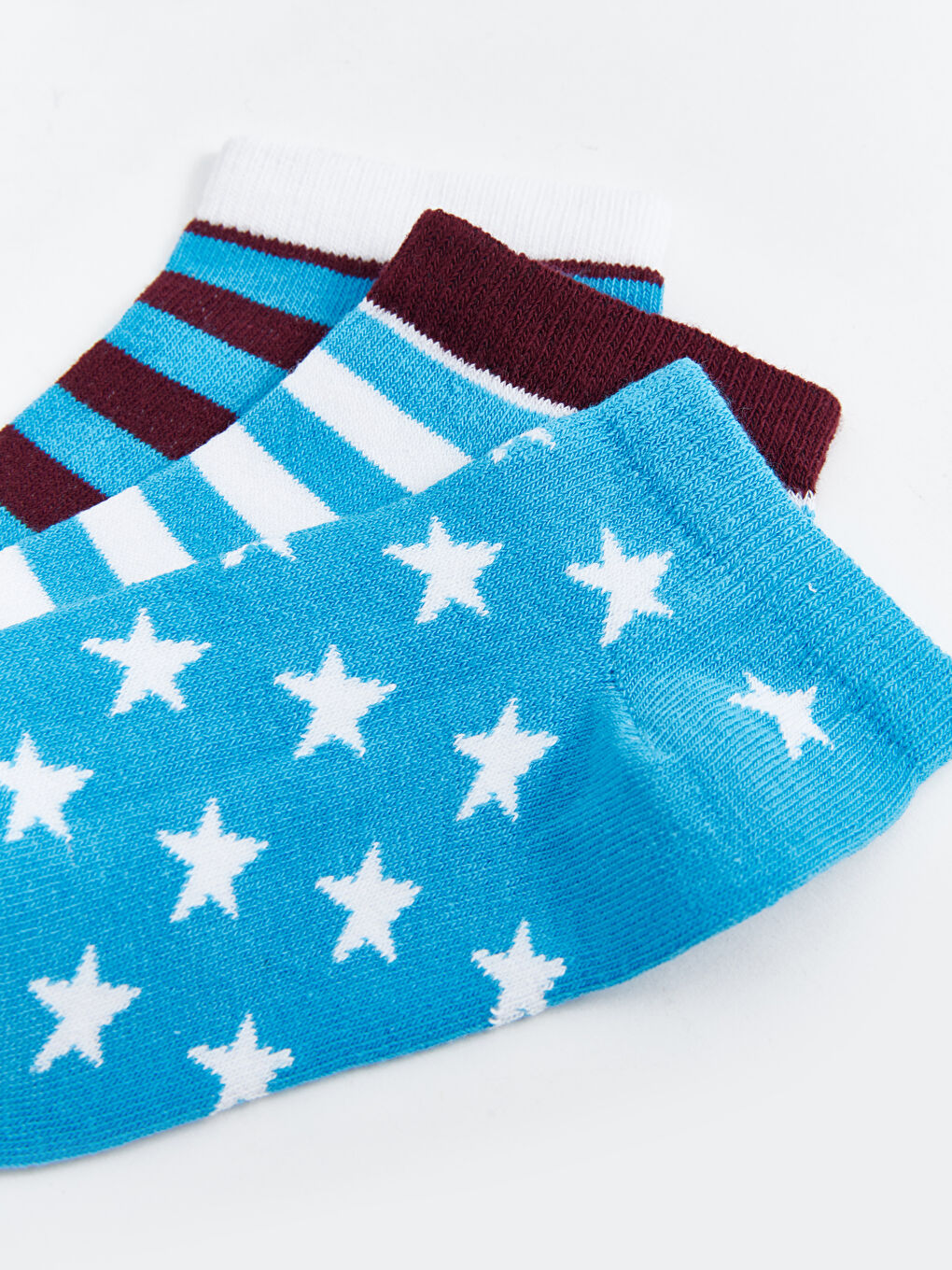 Mavi Çizgili Erkek Çocuk Patik Çorap 3'lü-2