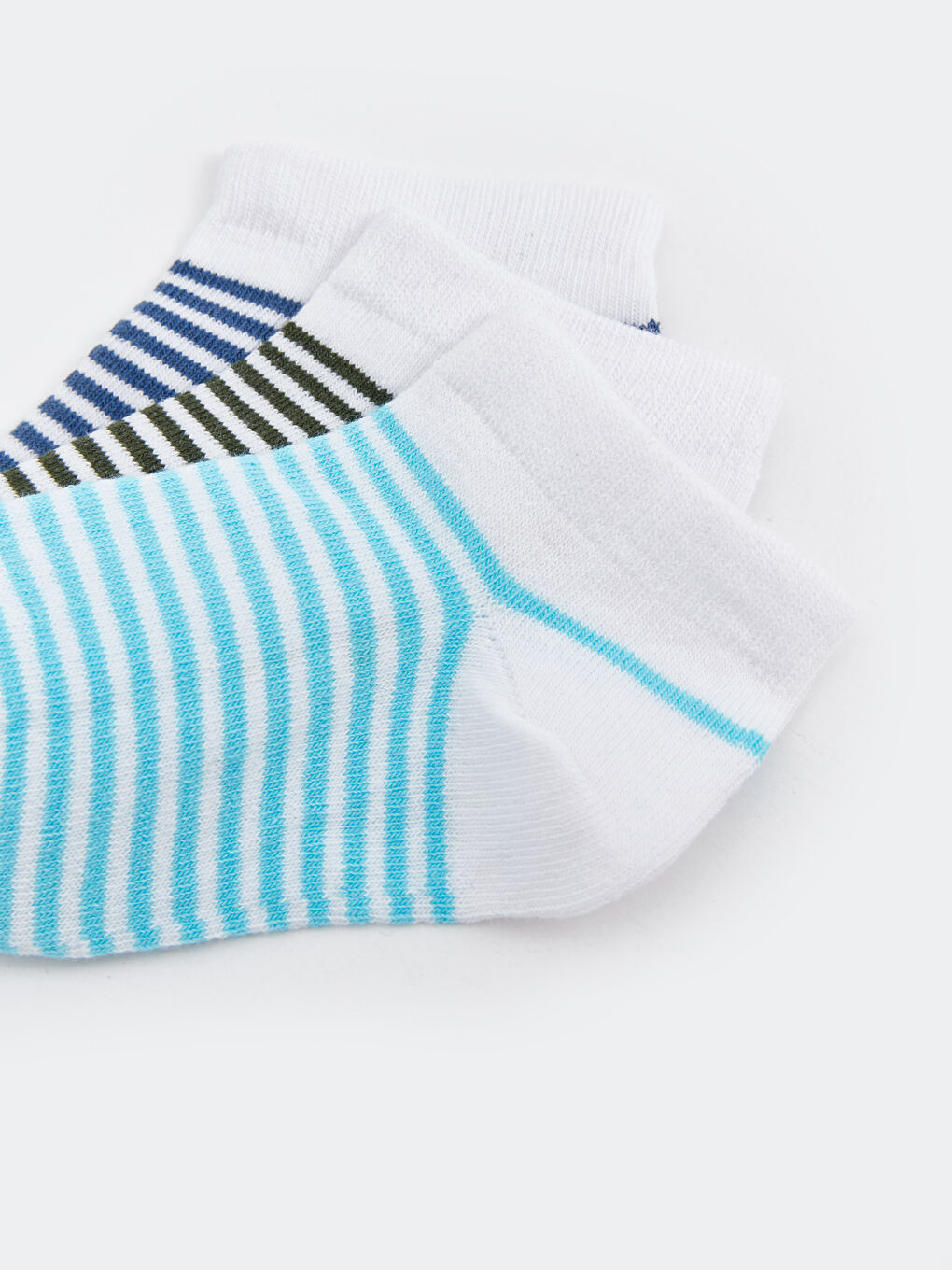 Beyaz Çizgili Erkek Bebek Patik Çorap 3'lü-2