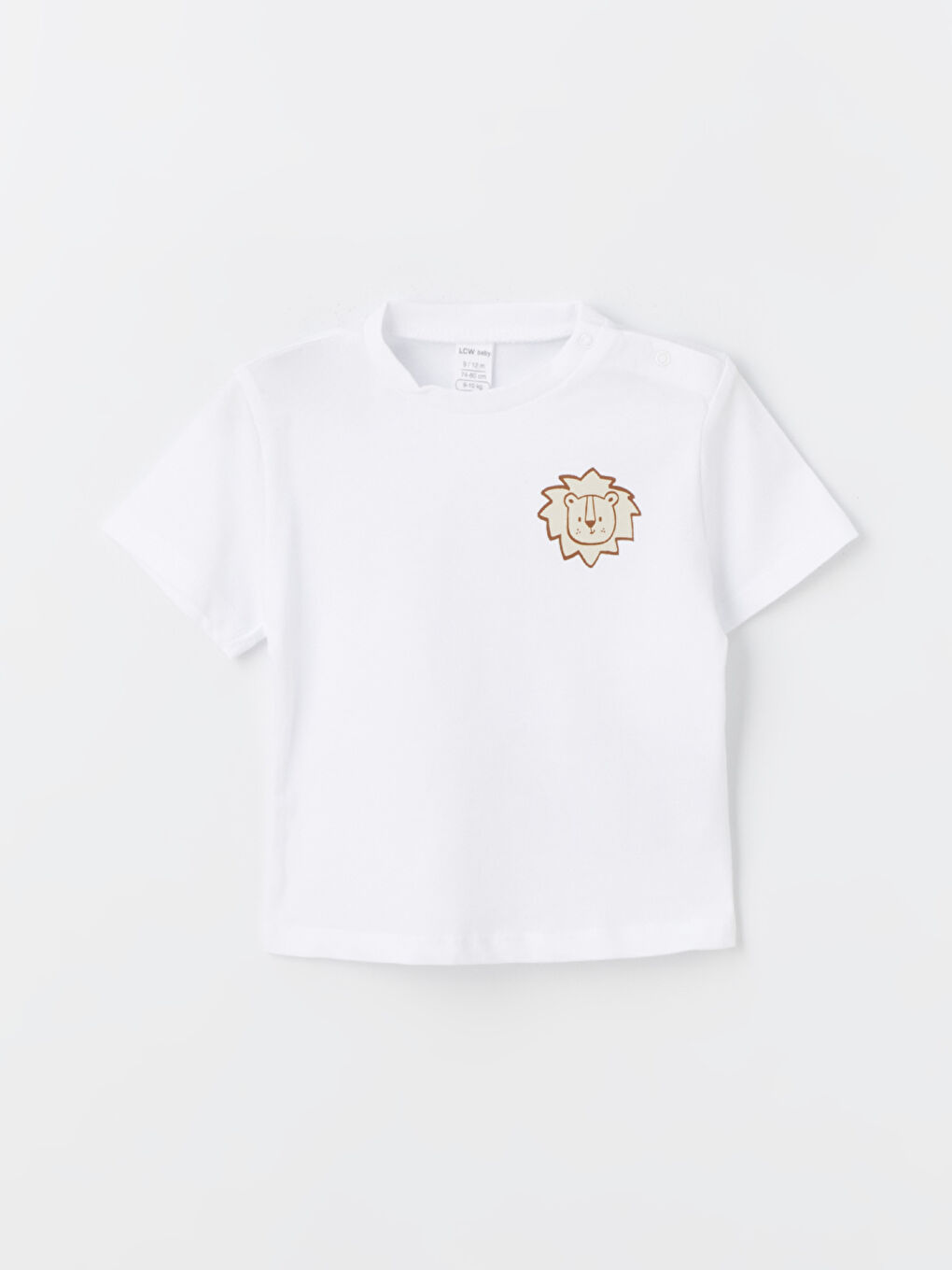 Beyaz Bisiklet Yaka Baskılı Erkek Bebek Tişört ve Şort 2'li Takım-1