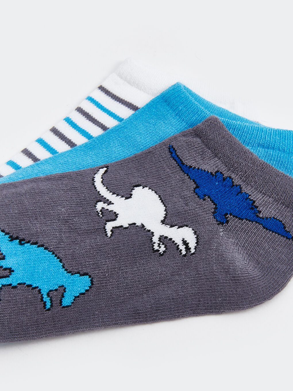 Gri Desenli Erkek Çocuk Patik Çorap 3'lü-2