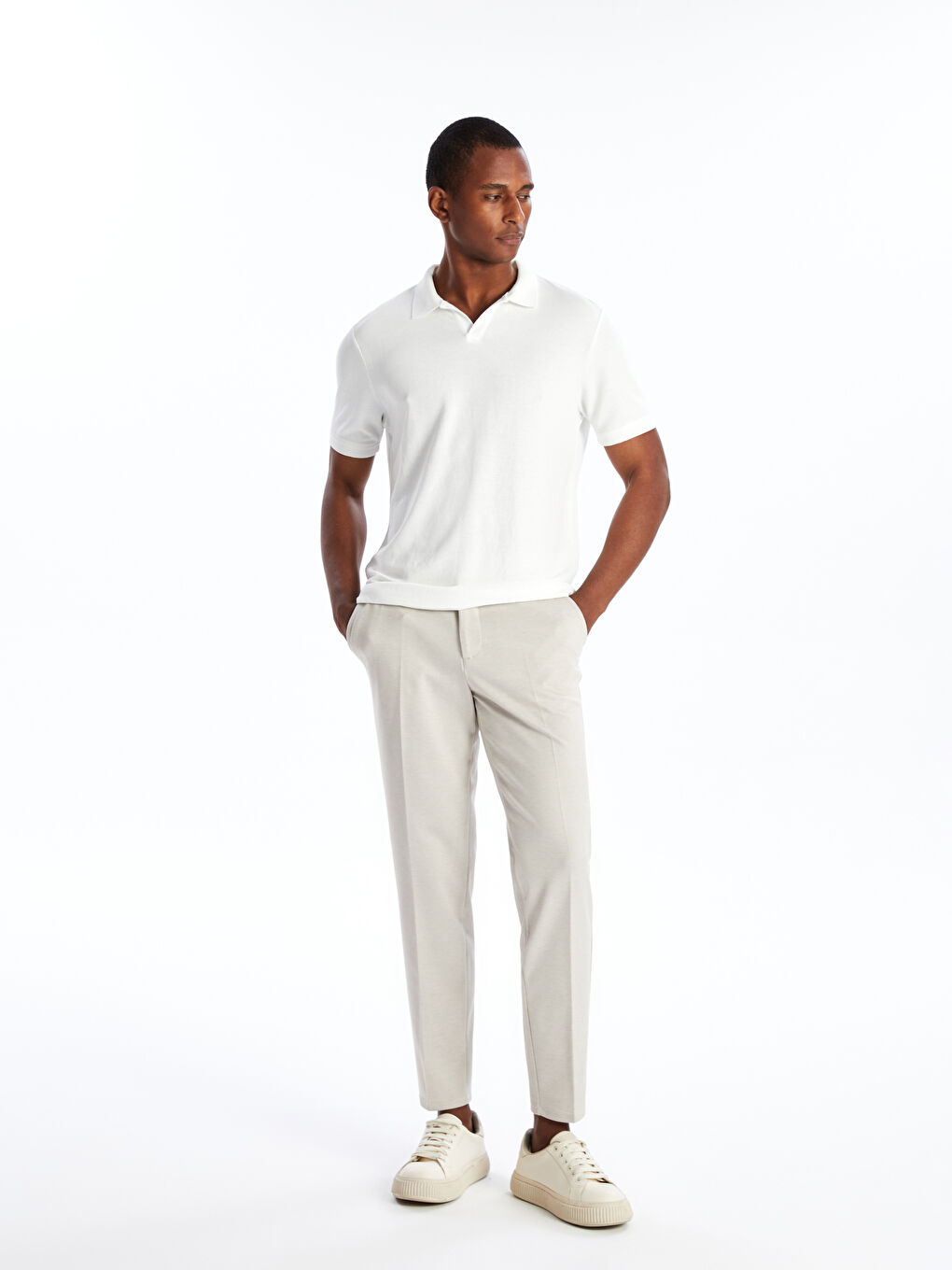 Bej Standart Kalıp Erkek Pantolon