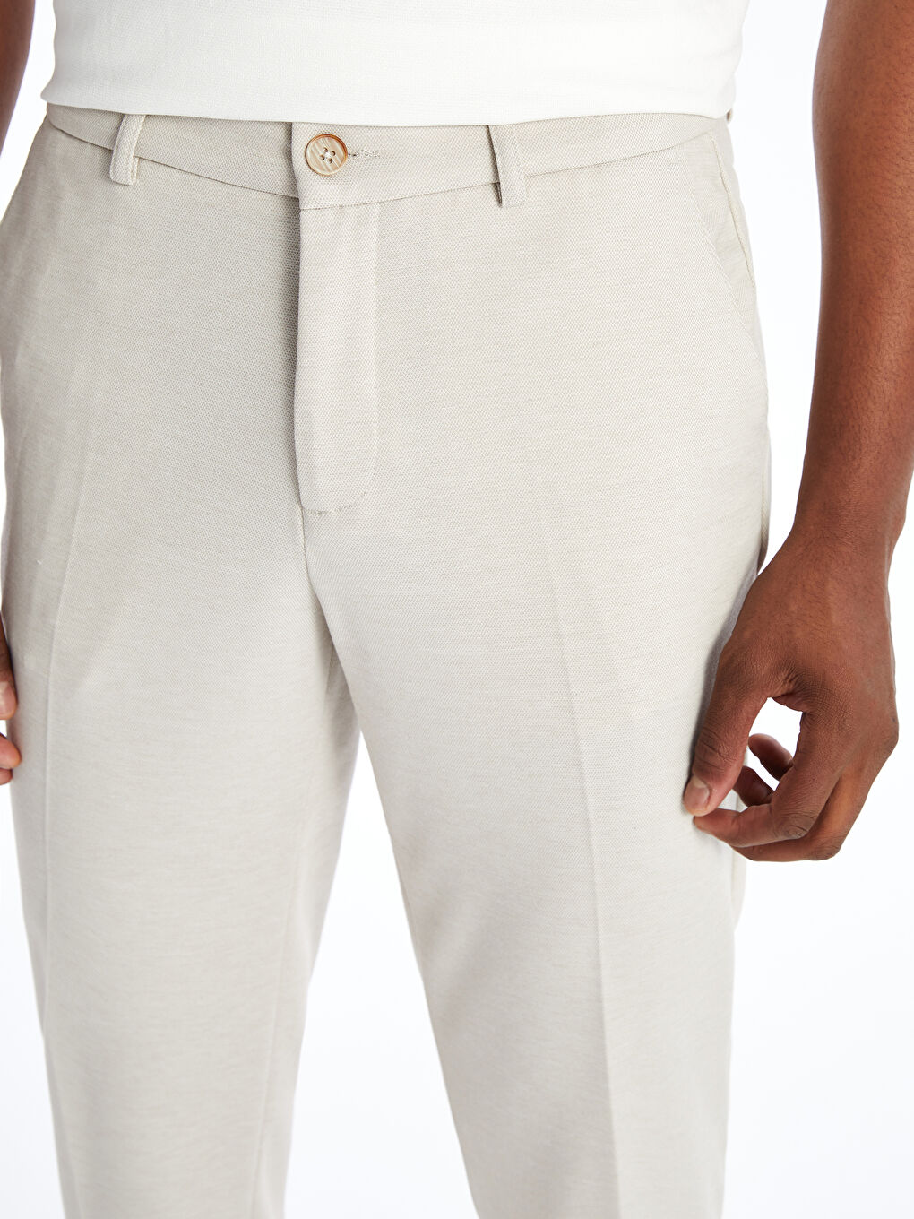 Bej Standart Kalıp Erkek Pantolon-1