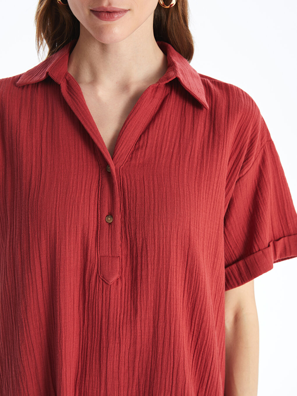 Shirt Collar Straight Short Sleeve Oversize Women's Dress -S4KH97Z8-H2Z