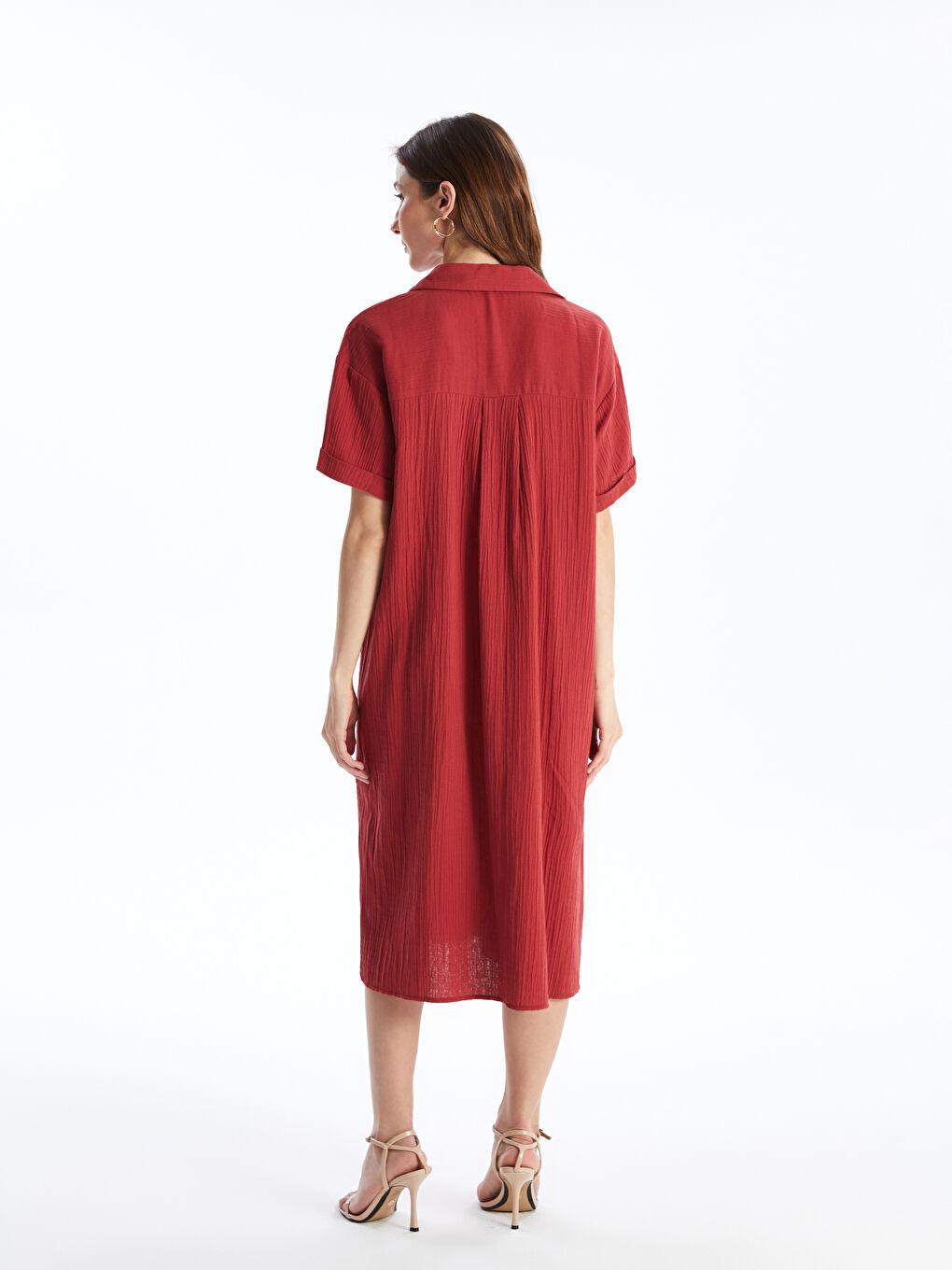 Shirt Collar Straight Short Sleeve Oversize Women's Dress -S4KH97Z8-H2Z