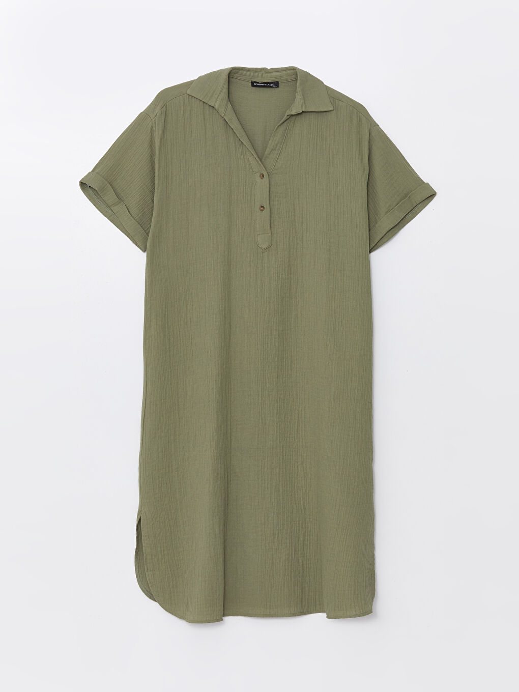 Shirt Collar Straight Short Sleeve Oversize Women's Dress -S4KH97Z8-H8G