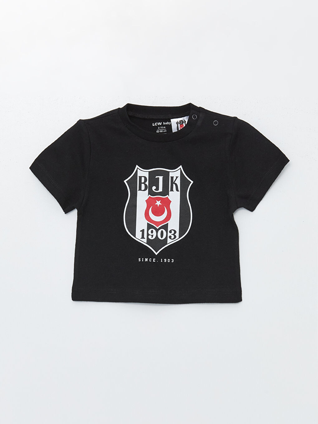 Siyah Bisiklet Yaka Beşiktaş Baskılı Erkek Bebek Tişört Ve Şort 2'li Takım-1