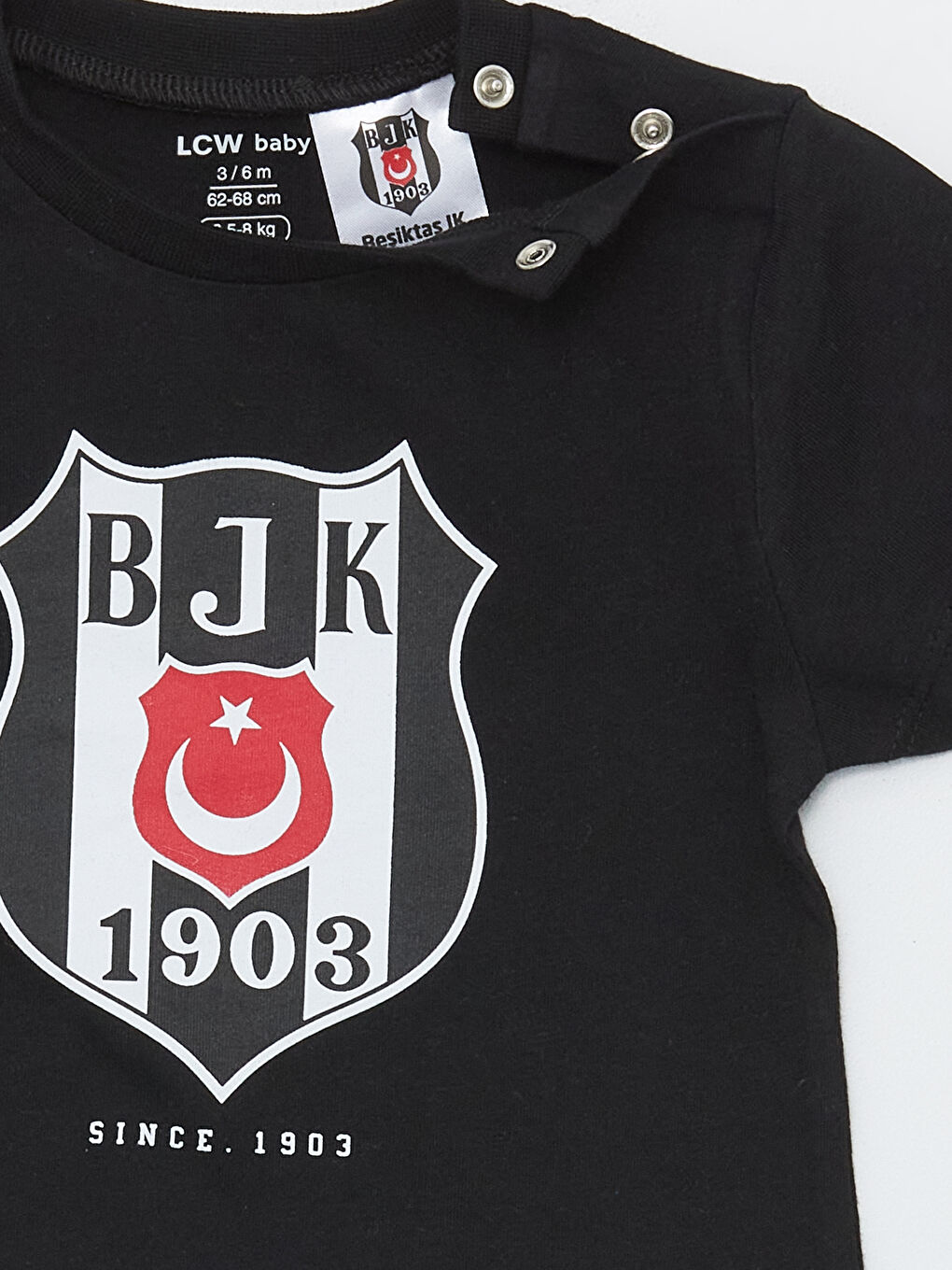 Siyah Bisiklet Yaka Beşiktaş Baskılı Erkek Bebek Tişört Ve Şort 2'li Takım-5